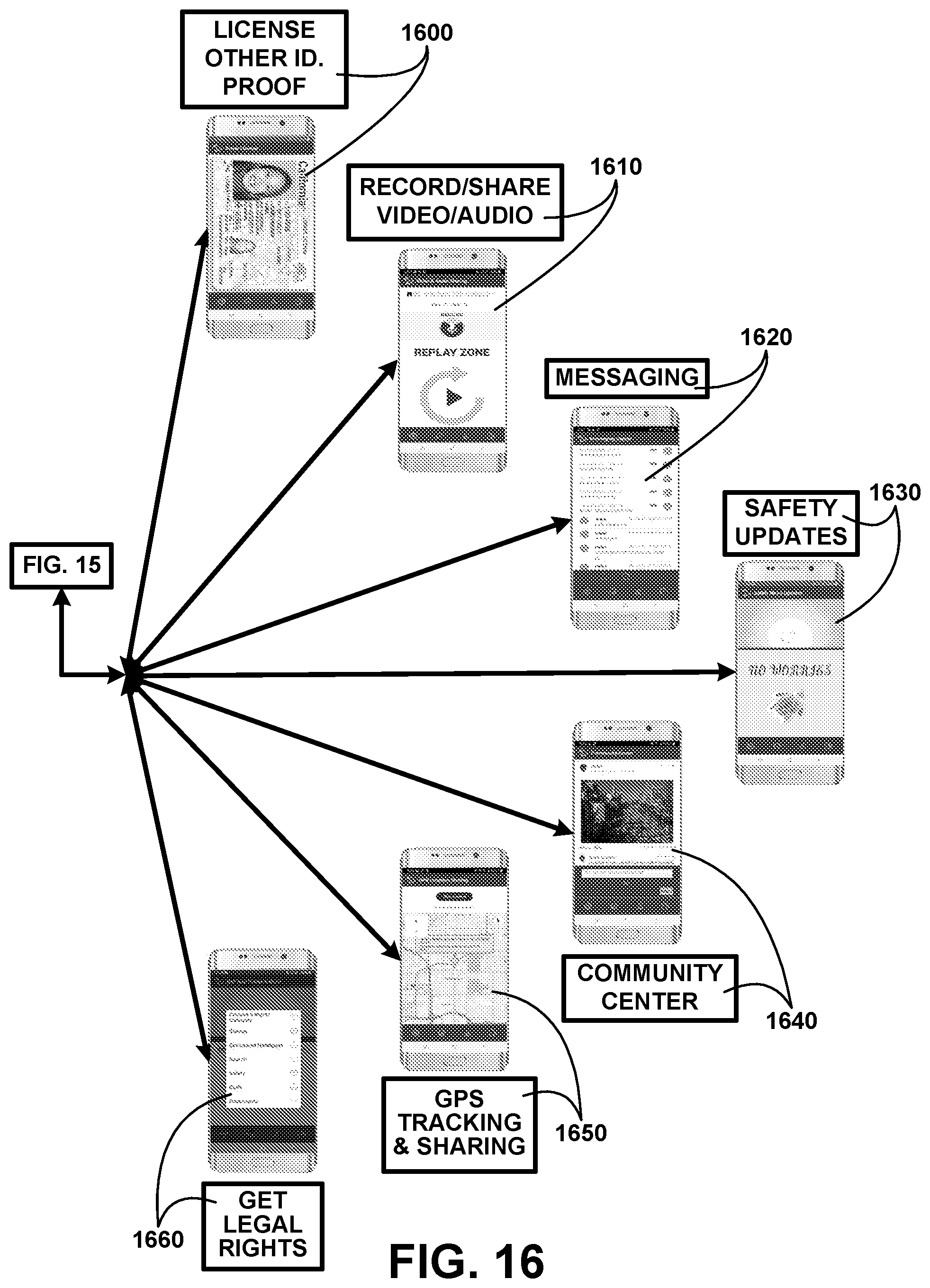 Patent US12333618 Figure 16 – Safe encounter mobile app method and devices