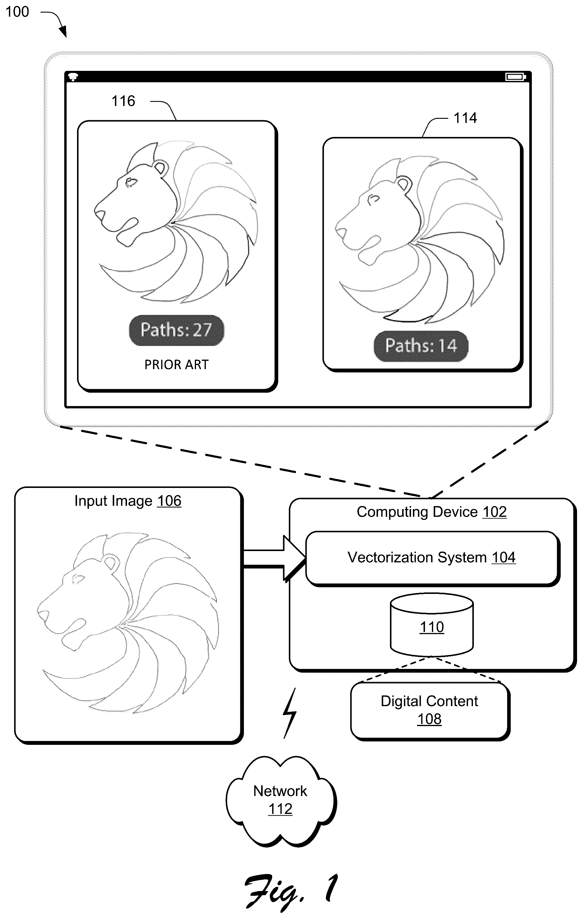 Patent US12333634 Figure 1 – Curve generation for sketch vectorization