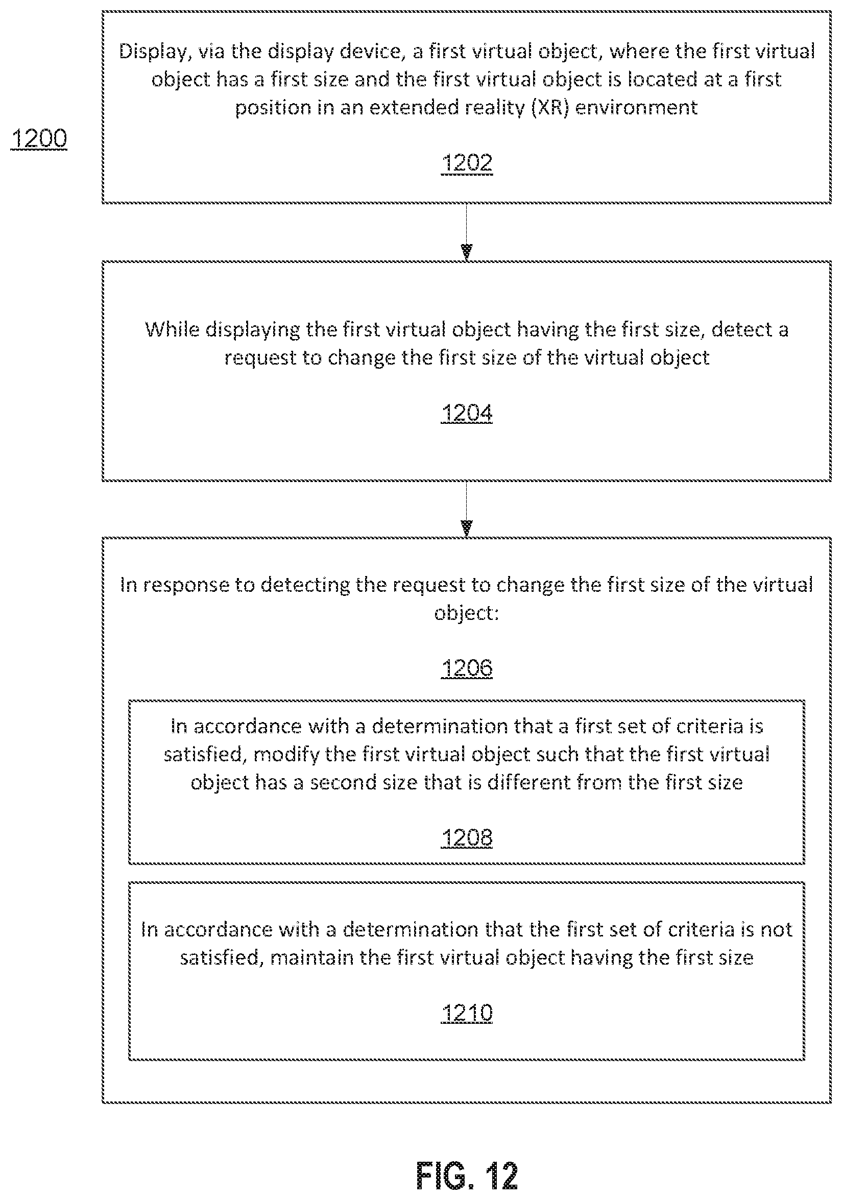 Patent US12333643 Figure 13 – Techniques for resizing virtual objects