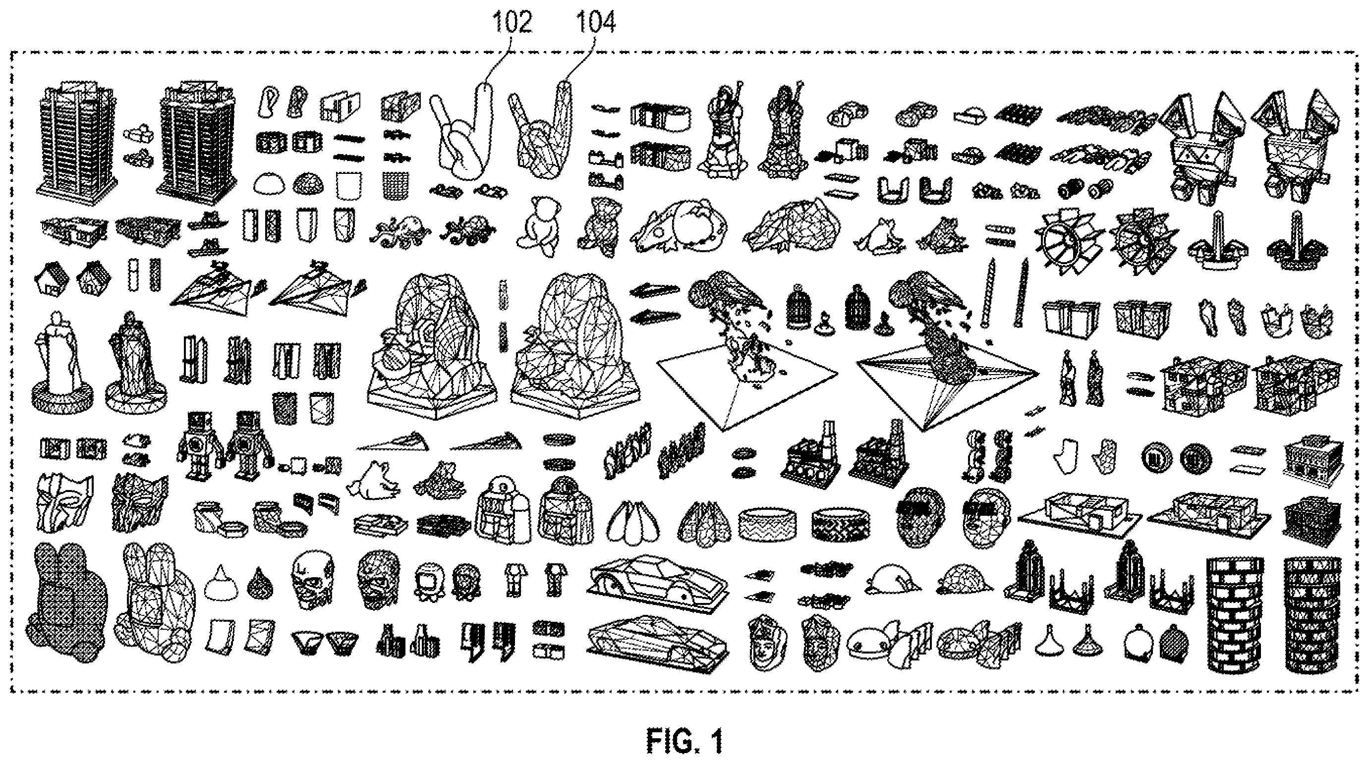 Patent US12333653 Figure 1 – Low-poly mesh generation for three-dimensional models