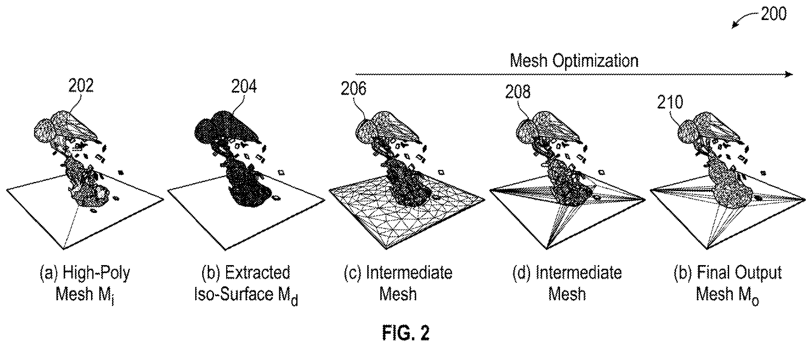 Patent US12333653 Figure 2 – Low-poly mesh generation for three-dimensional models