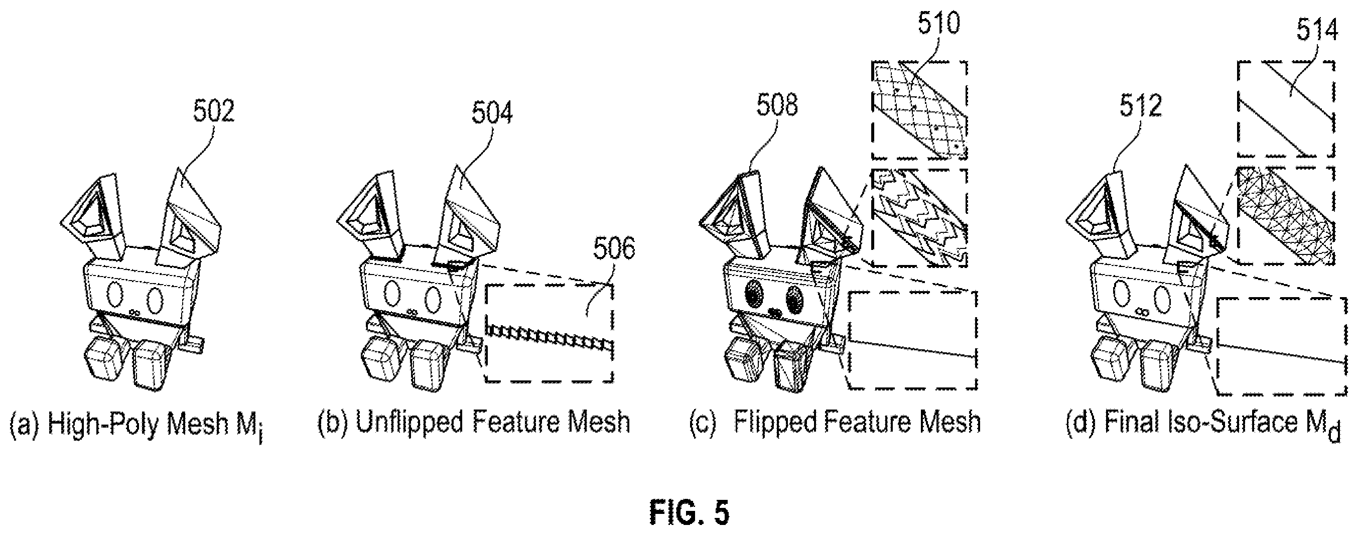 Patent US12333653 Figure 5 – Low-poly mesh generation for three-dimensional models
