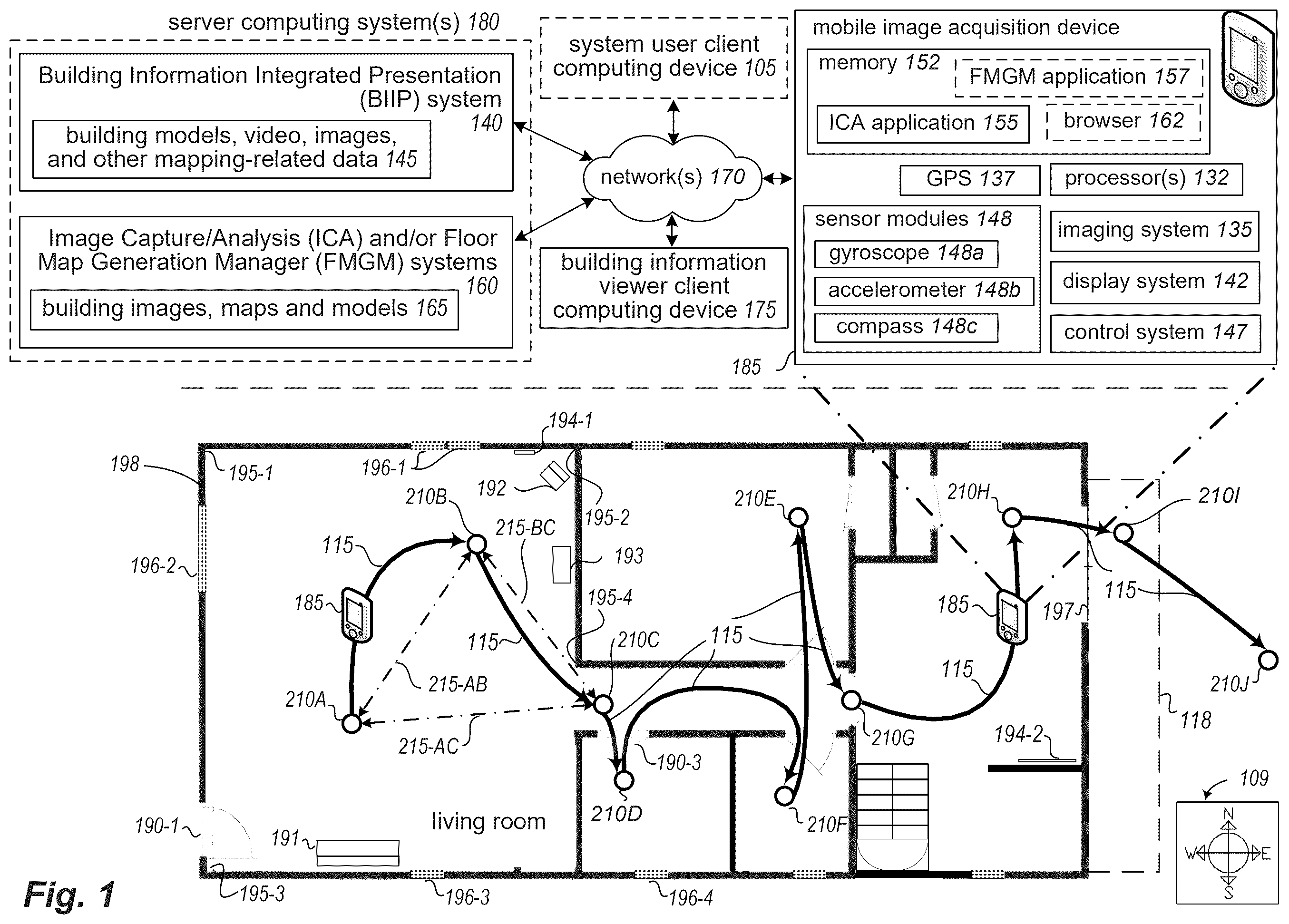 Patent US12333655 Figure 1 – Presenting building information using video and building models