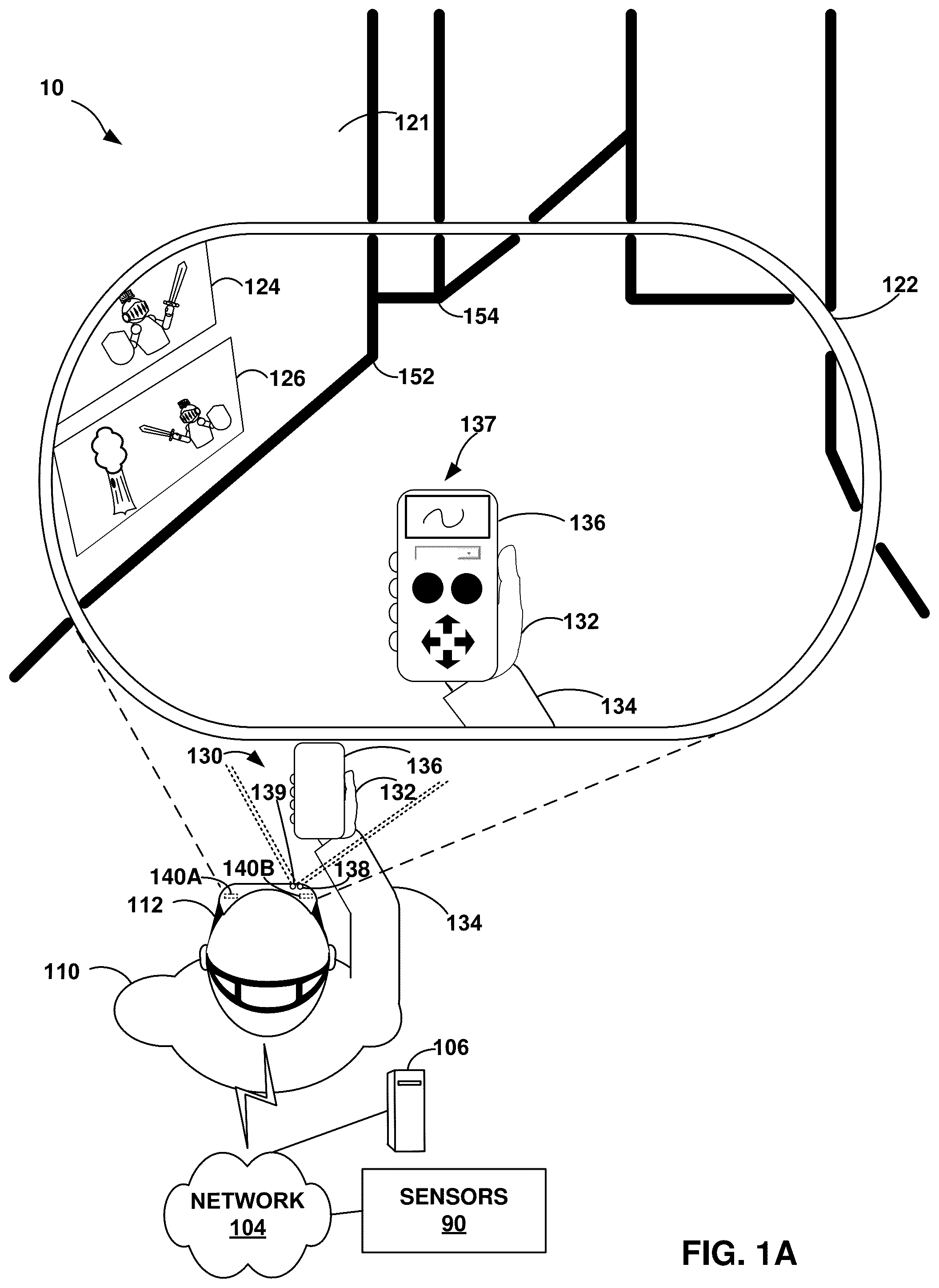 Patent US12333665 Figure 1 – Artificial reality system with varifocal display of artificial reality content