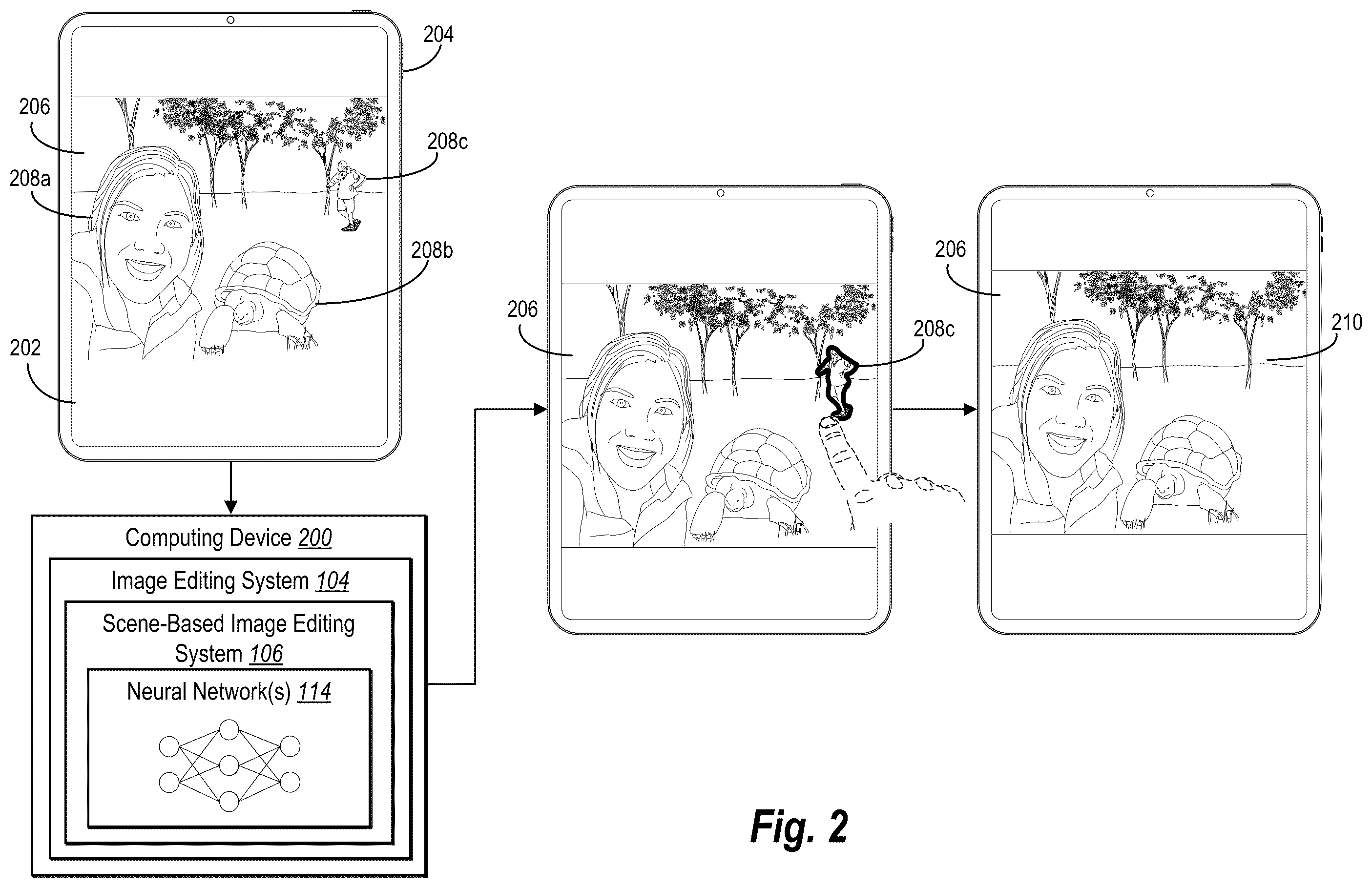 Patent US12333692 Figure 2 – Modifying digital images via multi-layered scene completion facilitated by artificial intelligence