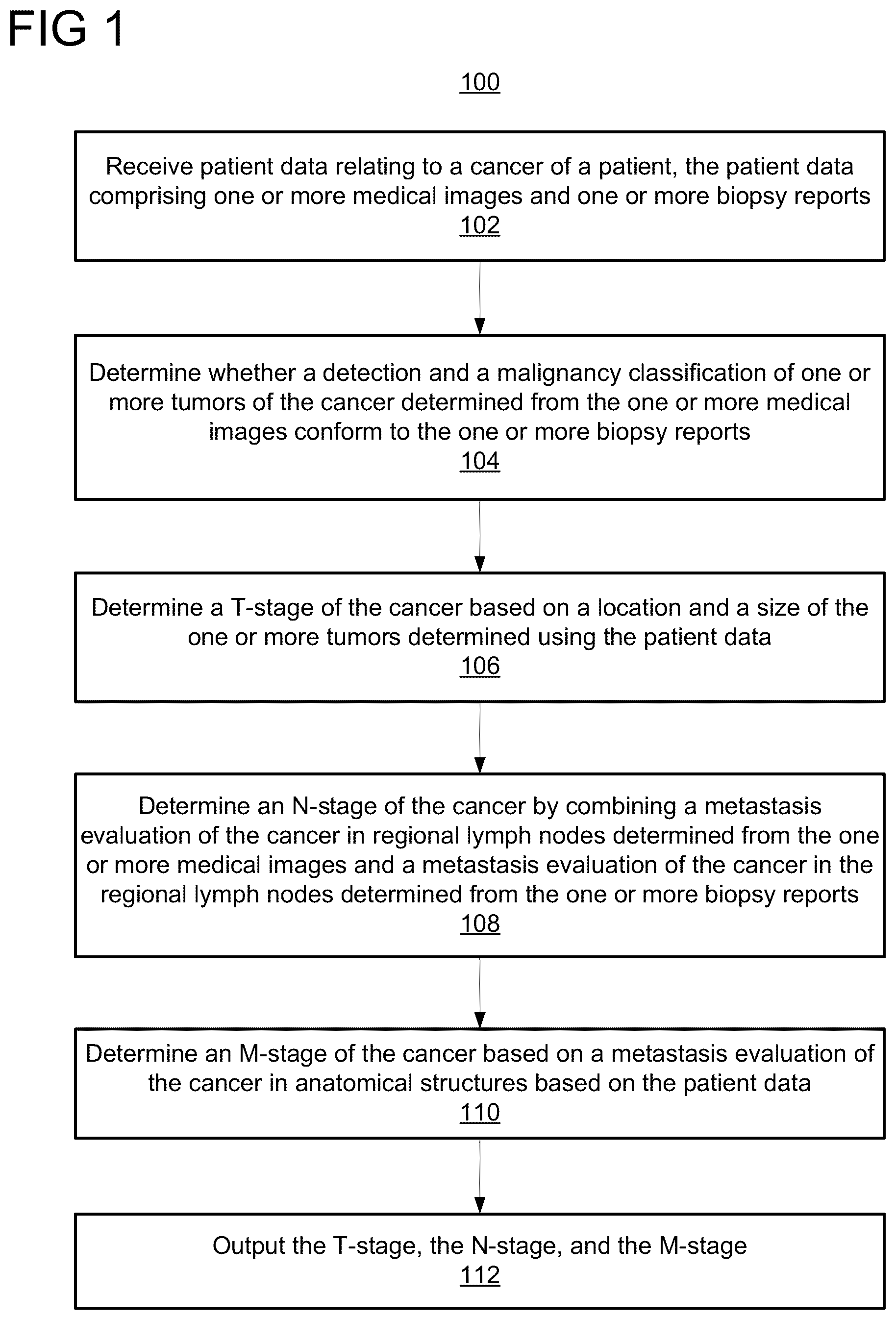 Patent US12333729 — Automatic staging of non-small cell lung cancer from medical imaging and biopsy reports — Figure 1