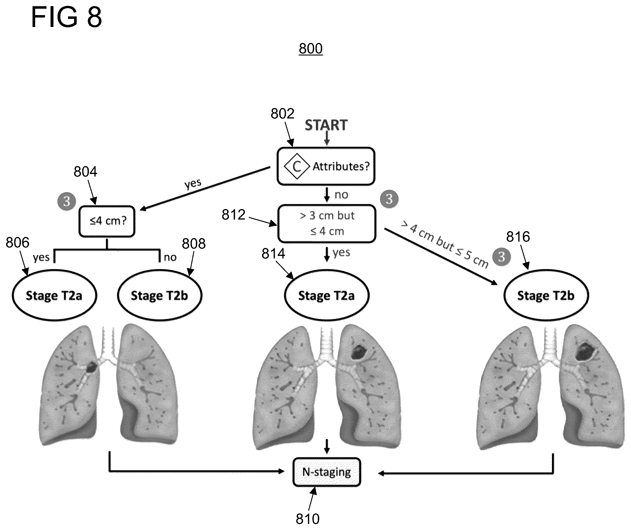 Patent US12333729 Figure 8 – Automatic staging of non-small cell lung cancer from medical imaging and biopsy reports