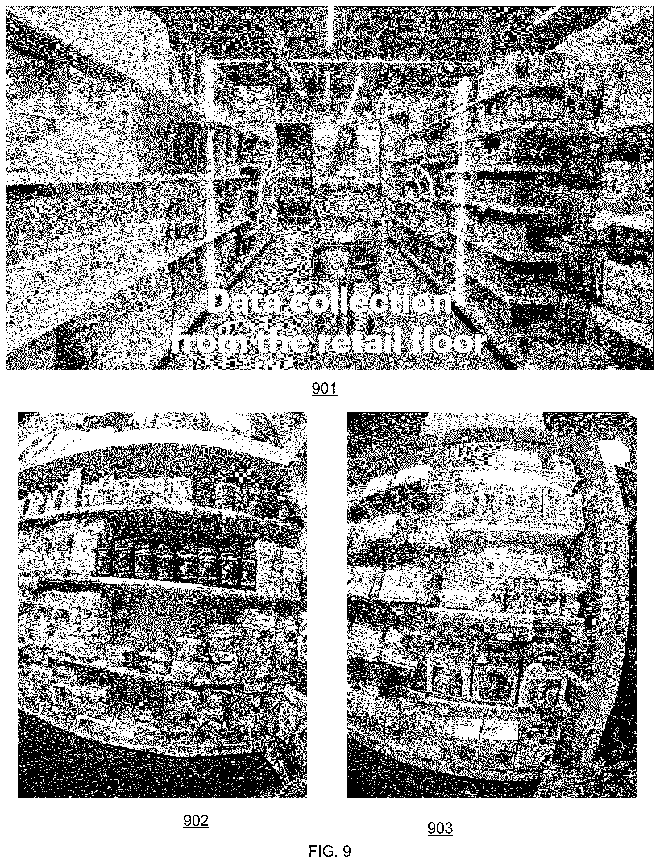 Patent US12333740 Figure 9 – Determining a location of a shopping container within a store