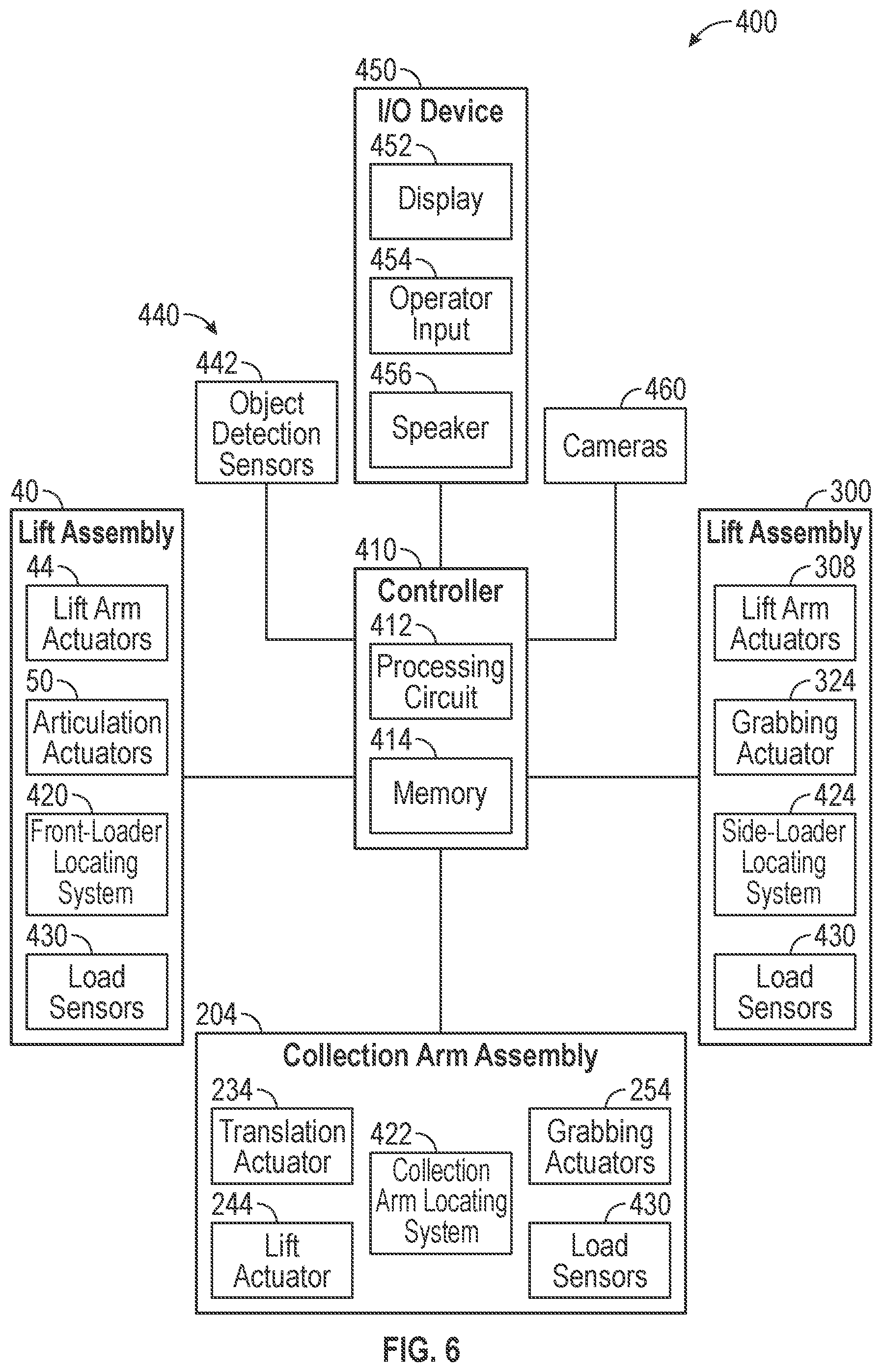 Patent US12333805 Figure 6 – Refuse vehicle control system