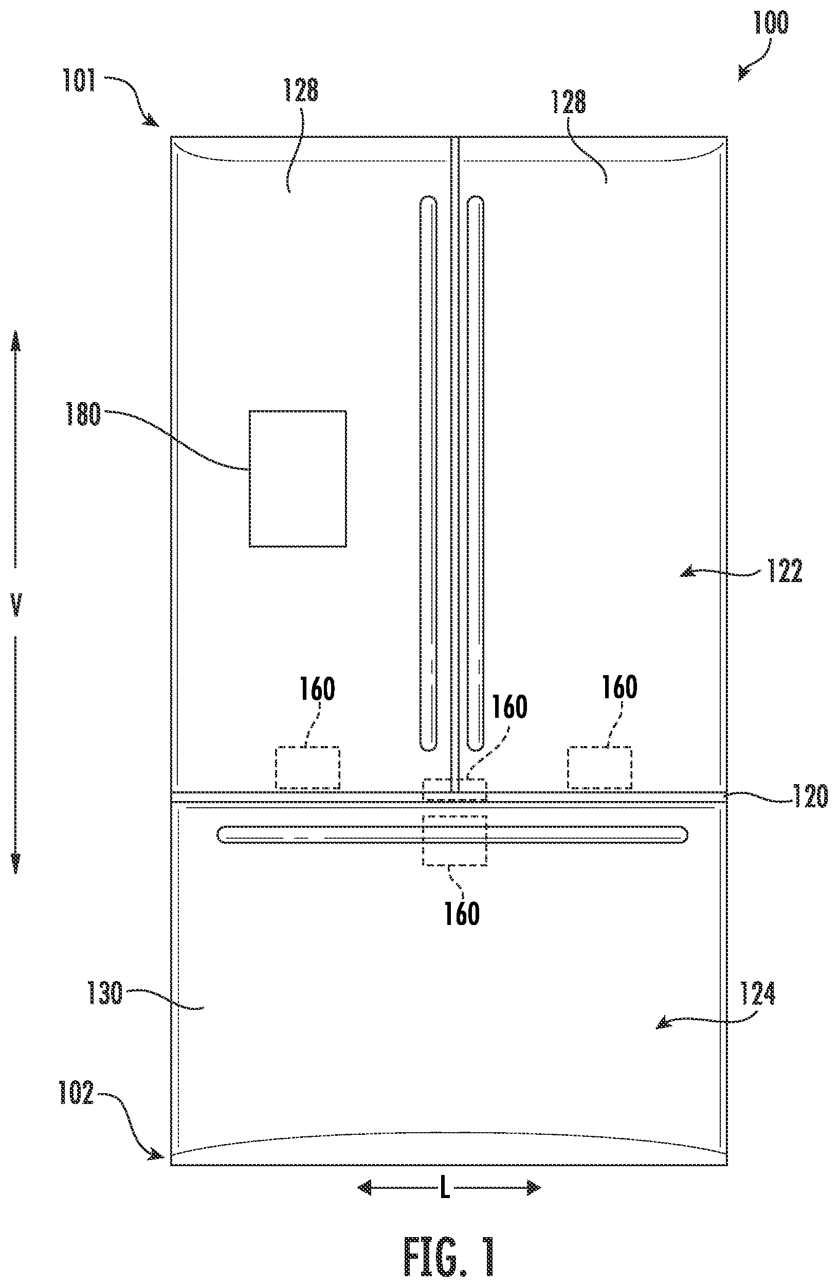 Patent US12333812 Figure 1 – Refrigerator appliance and methods for tracking stored items in a freezer chamber