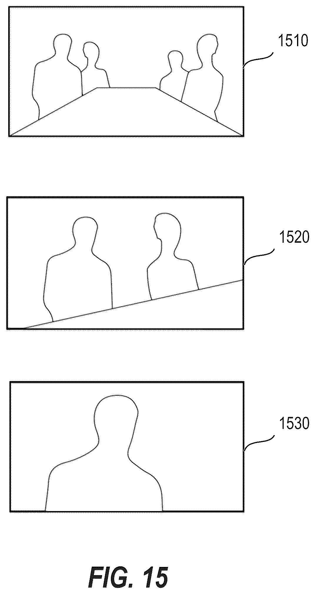 Patent US12333854 Figure 15 – Systems and methods for correlating individuals across outputs of a multi-camera system and framing interactions between meeting participants