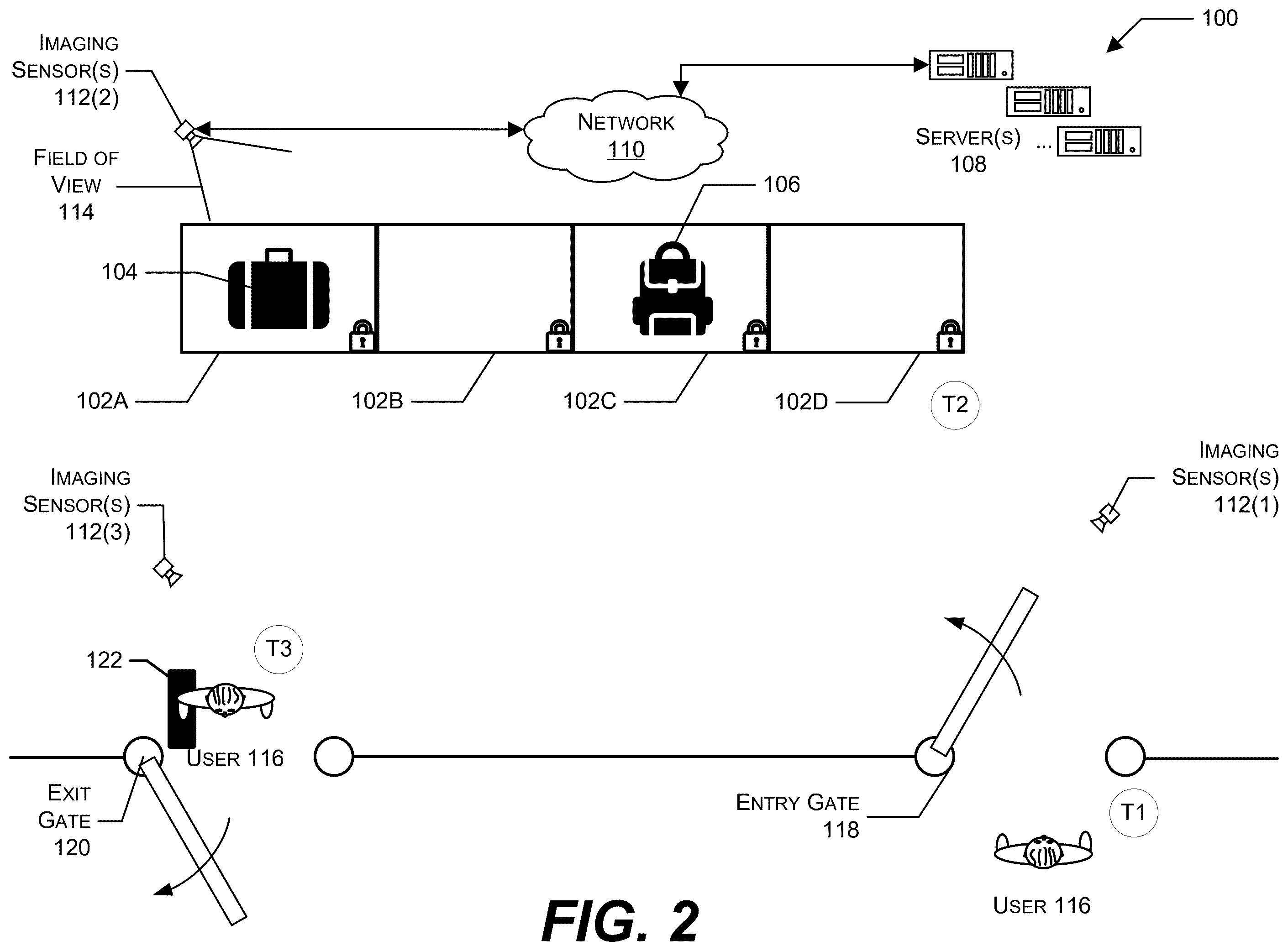Patent US12333880 Figure 2 – Secure item dropoff and retrieval