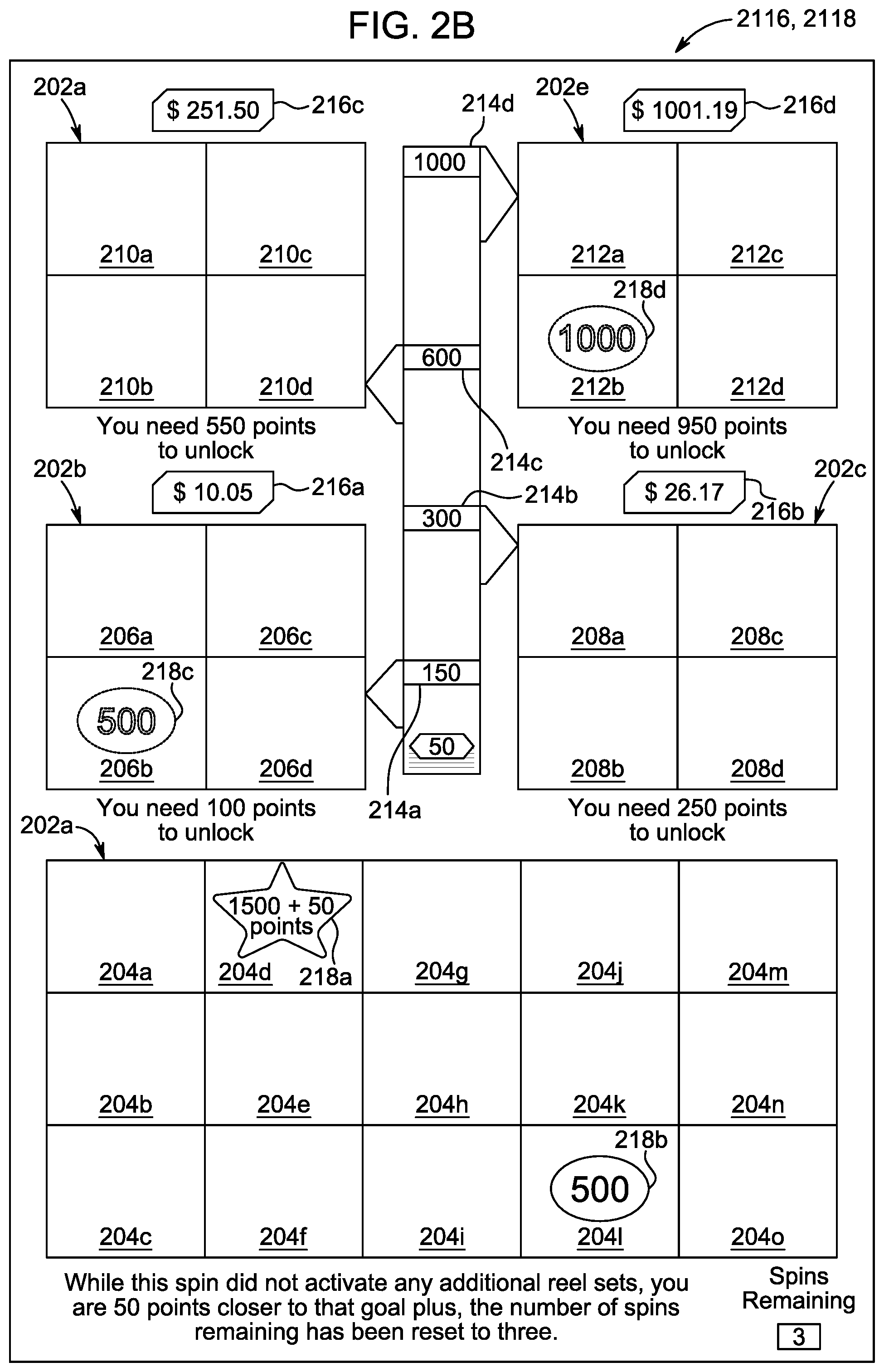 Patent US12333891 Figure 3 – Accumulating points to activate reel sets and symbols for awards