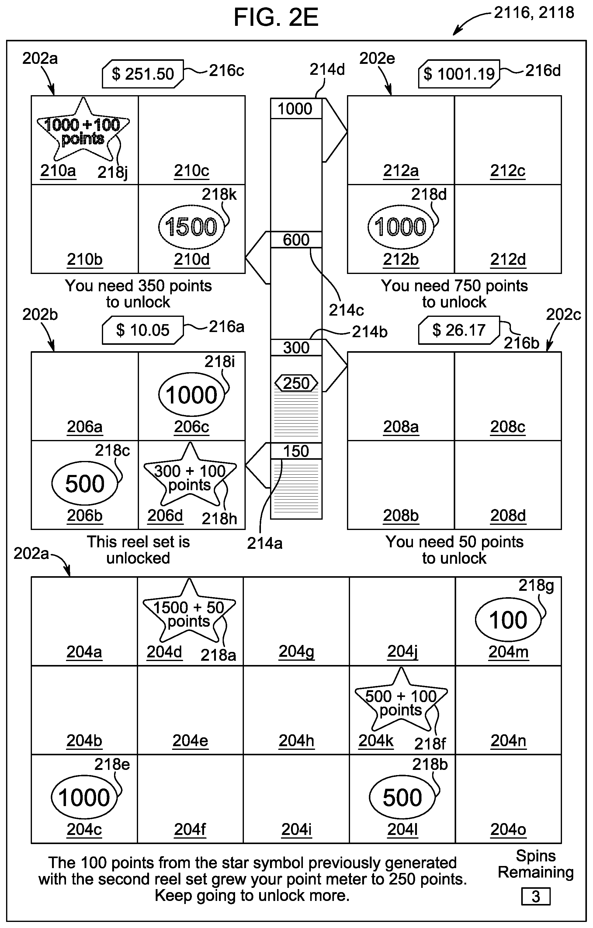 Patent US12333891 Figure 6 – Accumulating points to activate reel sets and symbols for awards