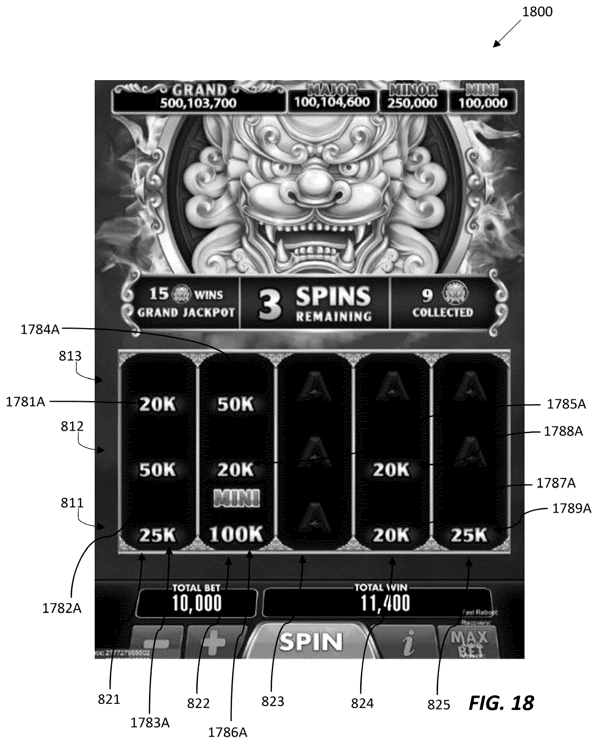 Patent US12333908 Figure 18 – Electronic gaming device and system with random multiple trigger symbol mechanisms for a series of game sequences