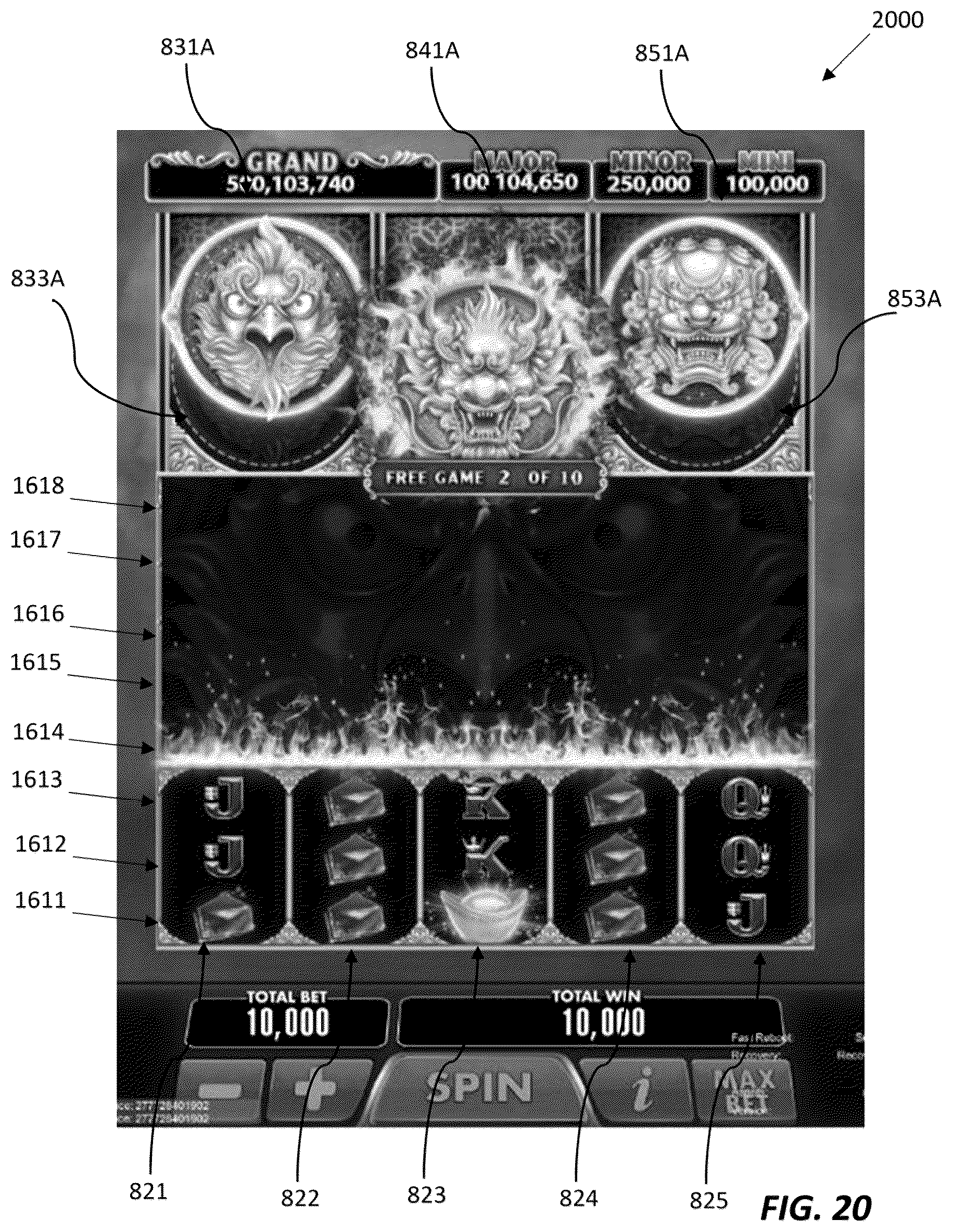 Patent US12333908 Figure 20 – Electronic gaming device and system with random multiple trigger symbol mechanisms for a series of game sequences