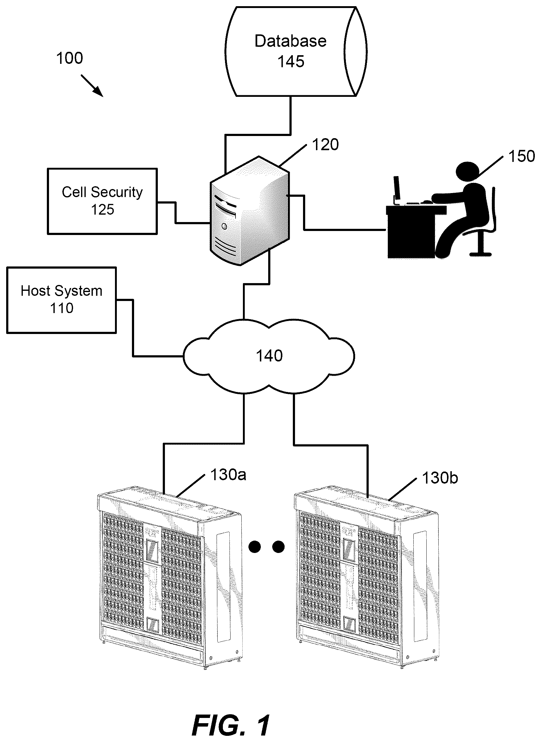 Patent US12333914 Figure 1 – Drug product packaging system including locking system for controlling access to drug product cells