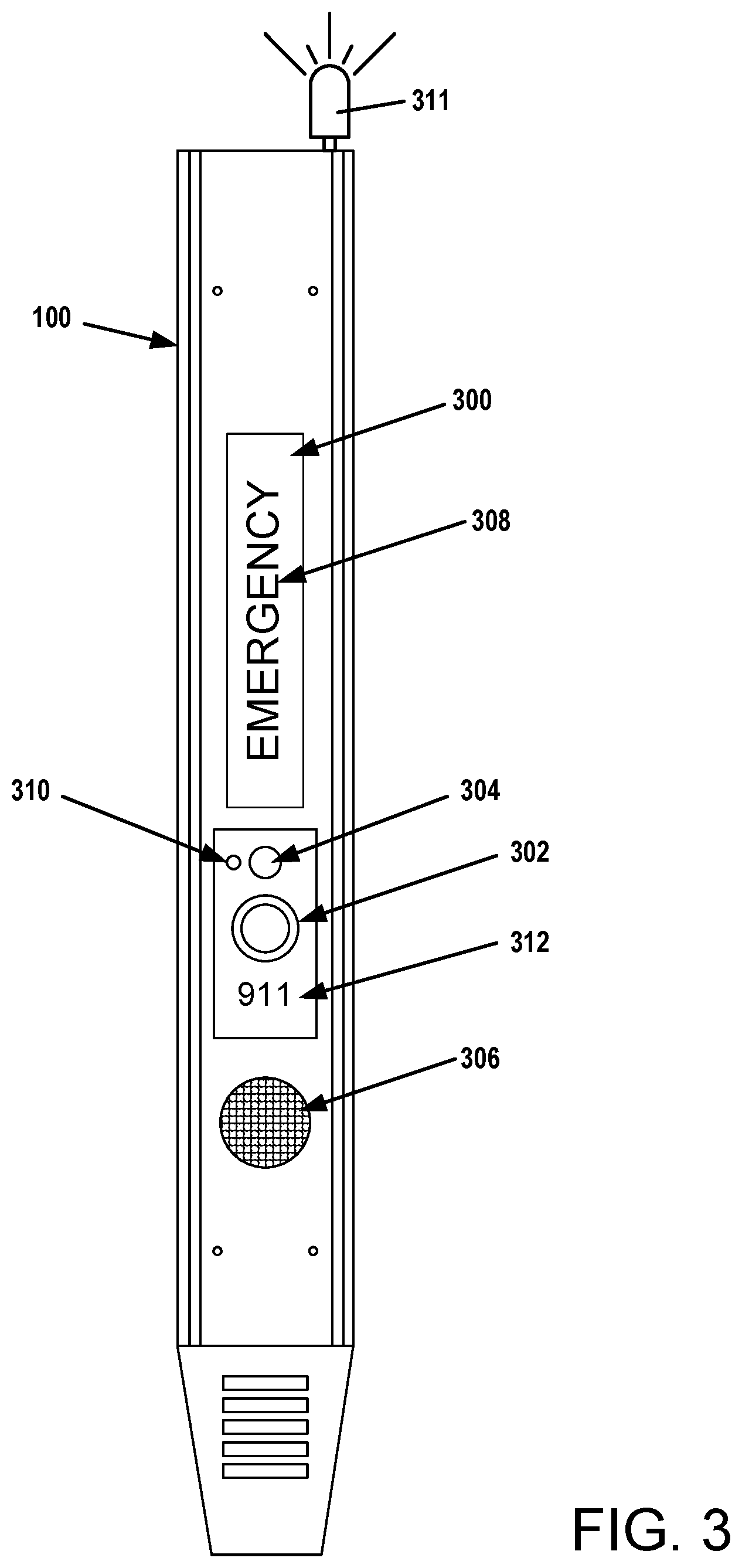 Patent US12333924 Figure 3 – Interactive kiosk with emergency call module