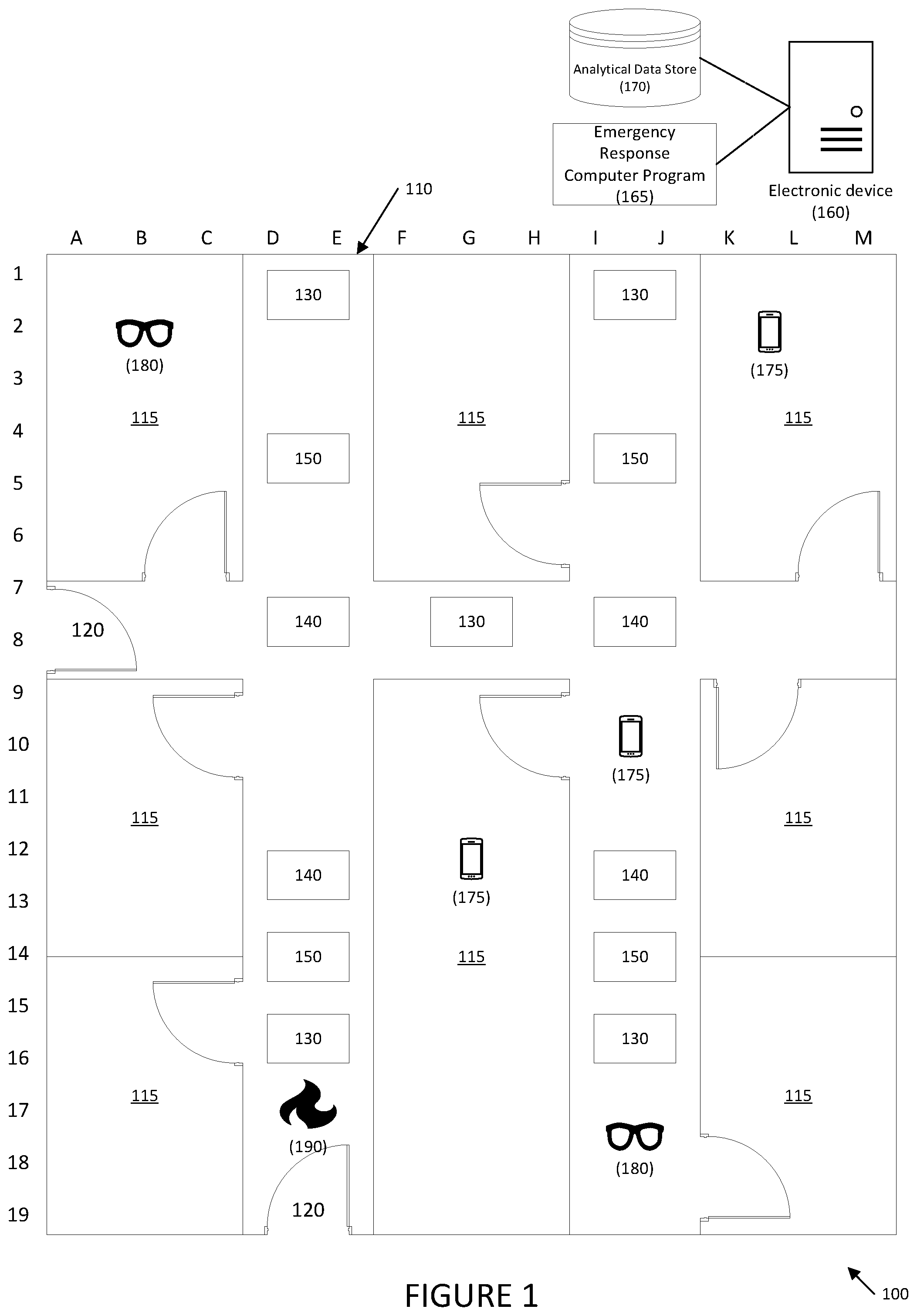 Patent US12333928 Figure 1 – Systems and methods for wayfinding in hazardous environments