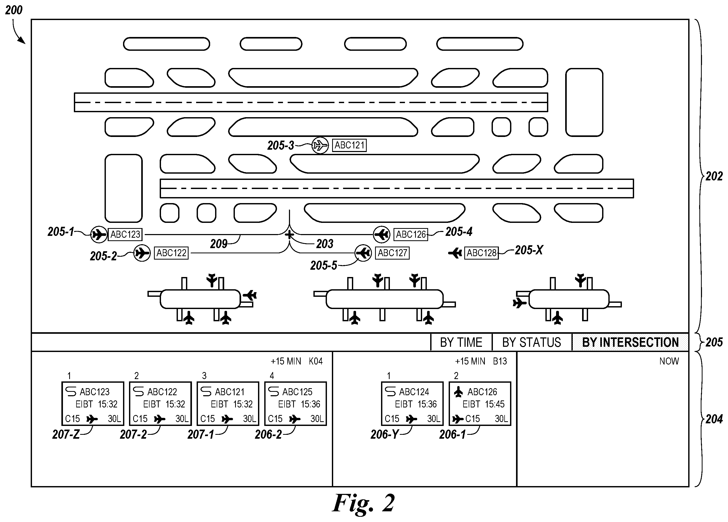 Patent US12333955 Figure 2 – Ground traffic aircraft management