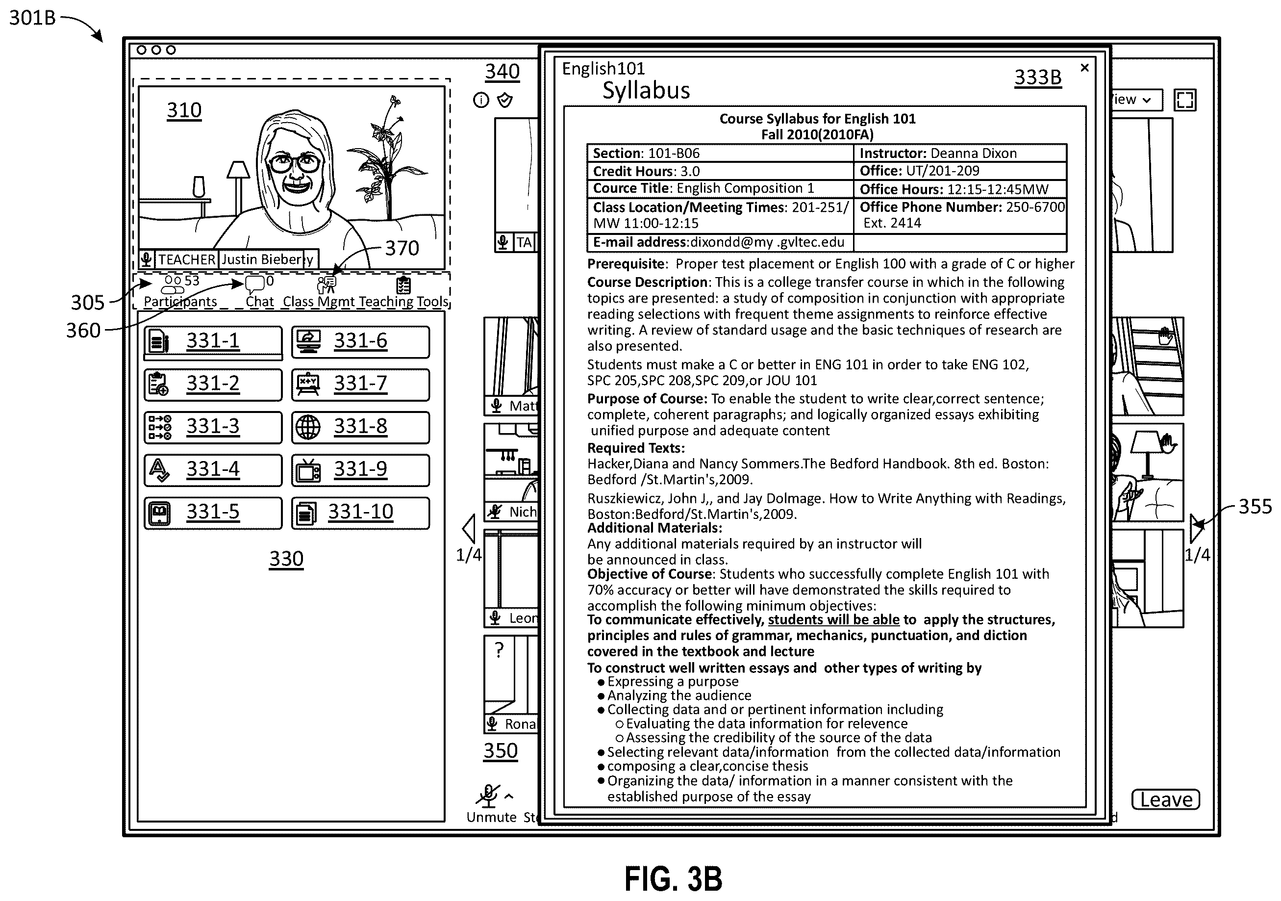 Patent US12333961 Figure 4 – Virtual classroom over a group meeting platform