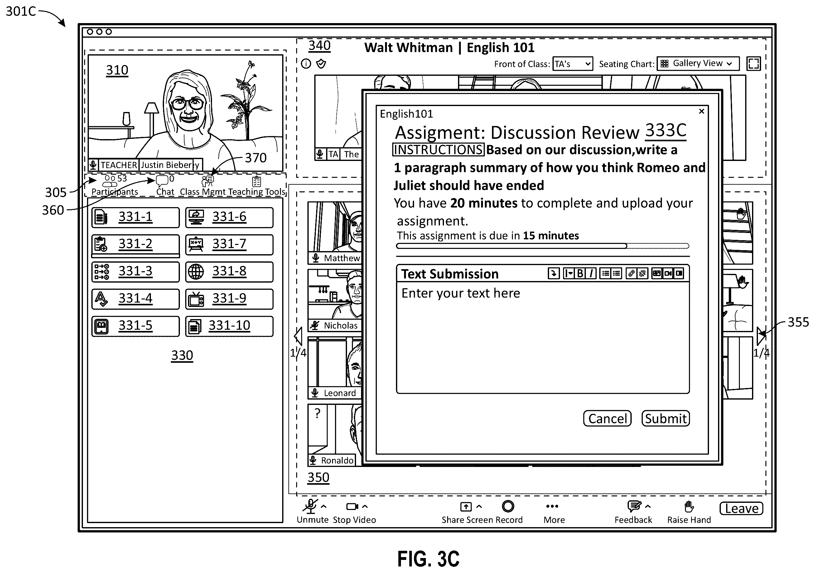 Patent US12333961 Figure 5 – Virtual classroom over a group meeting platform