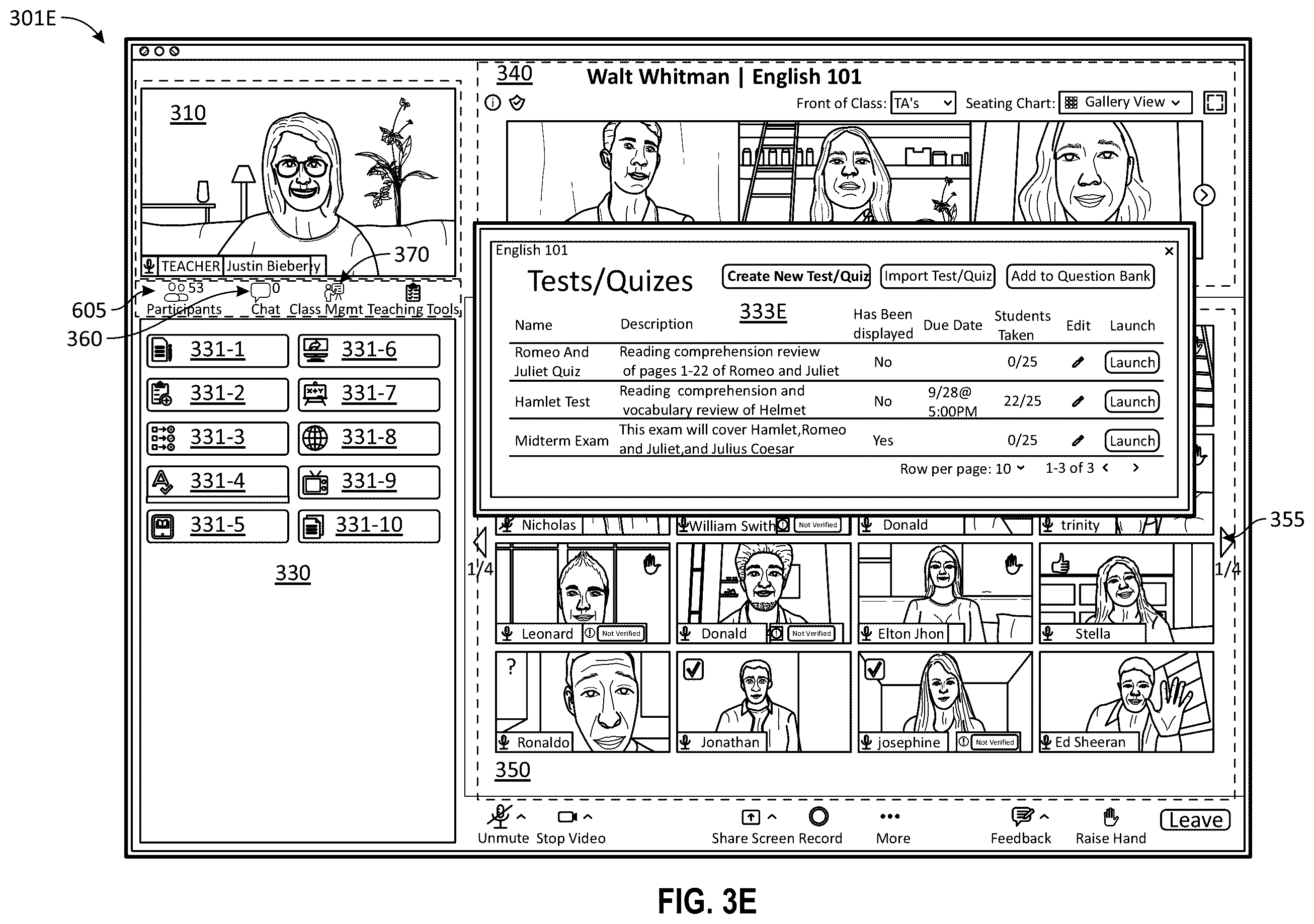 Patent US12333961 Figure 7 – Virtual classroom over a group meeting platform