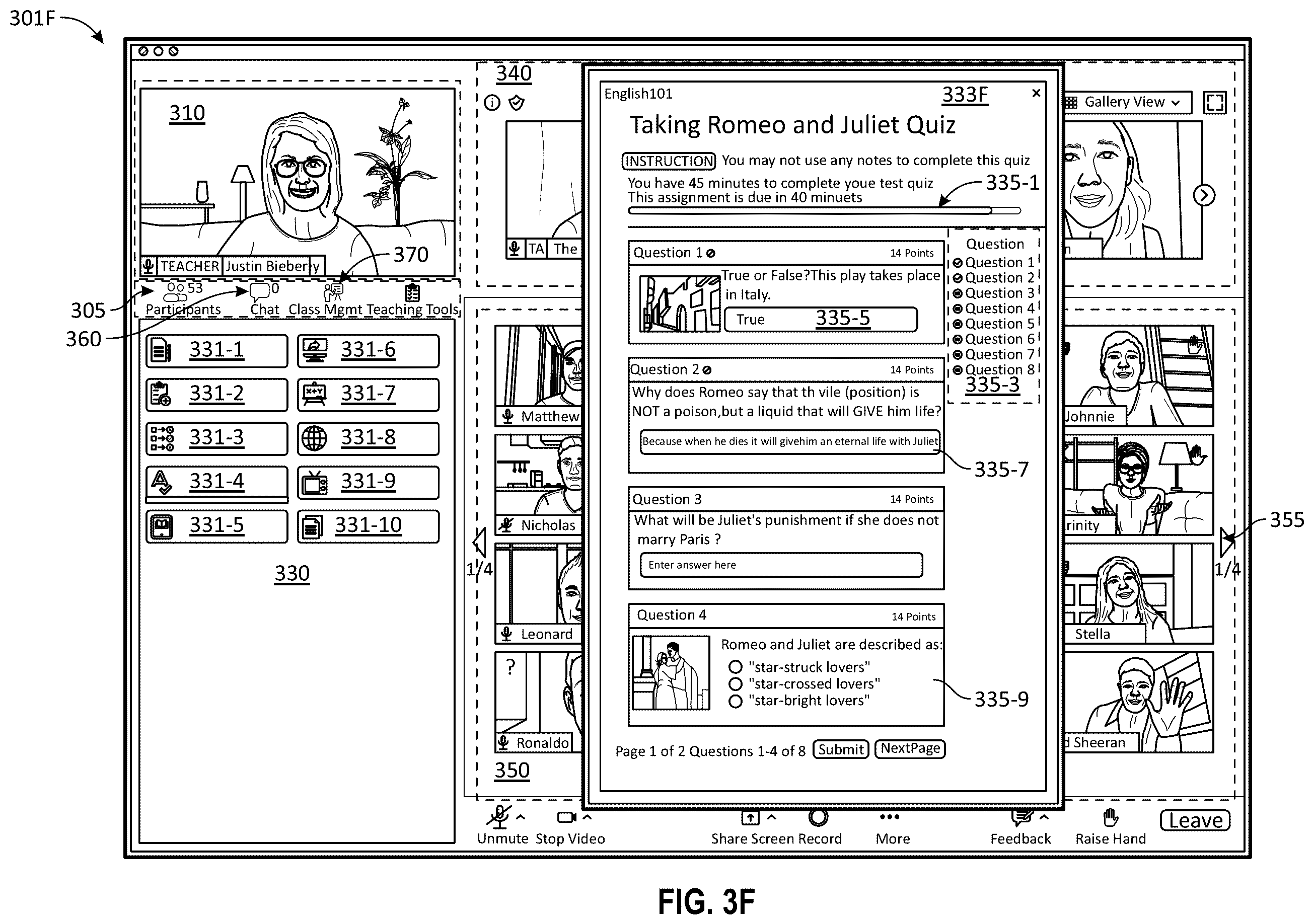 Patent US12333961 Figure 8 – Virtual classroom over a group meeting platform