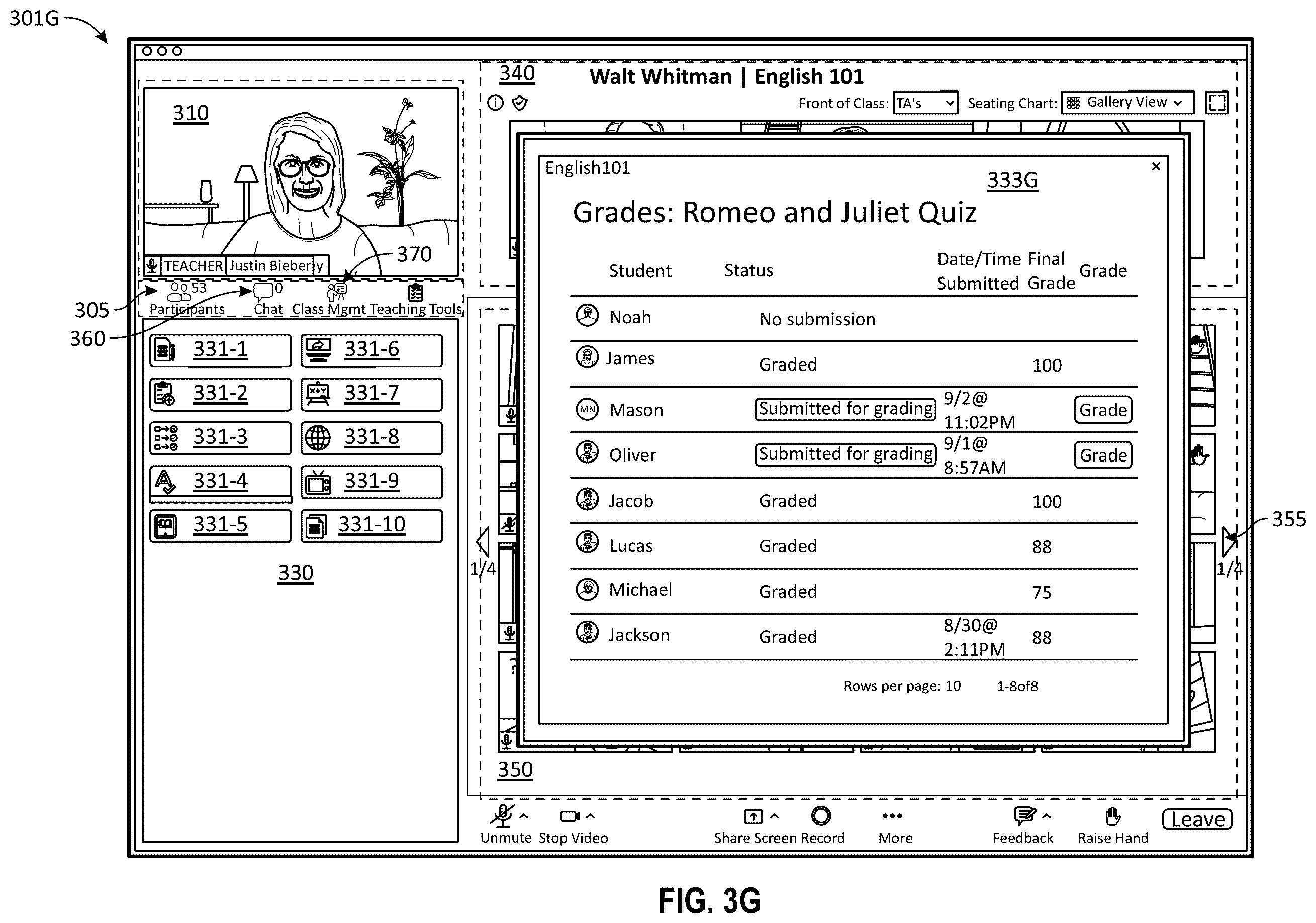 Patent US12333961 Figure 9 – Virtual classroom over a group meeting platform