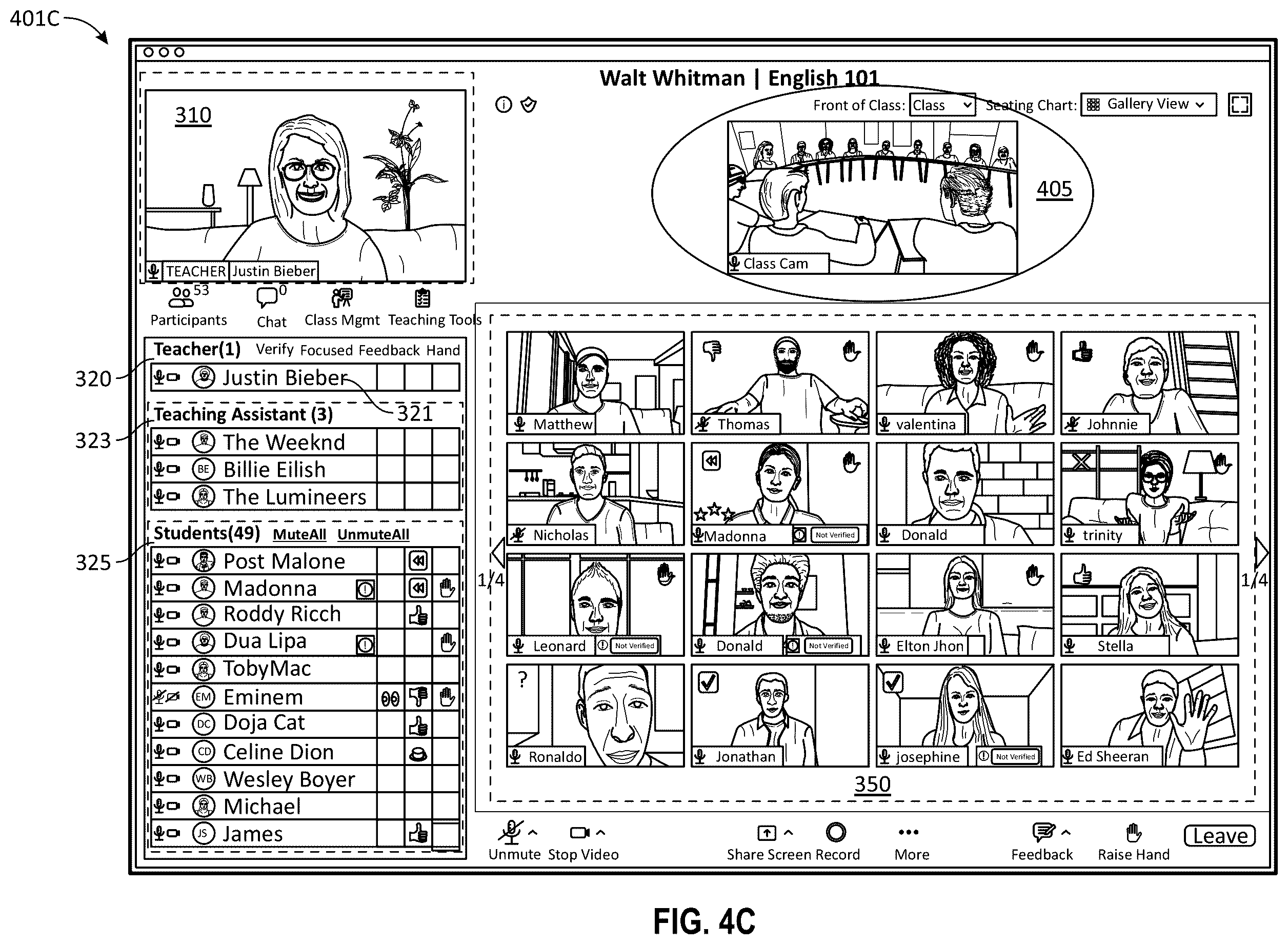 Patent US12333961 Figure 17 – Virtual classroom over a group meeting platform