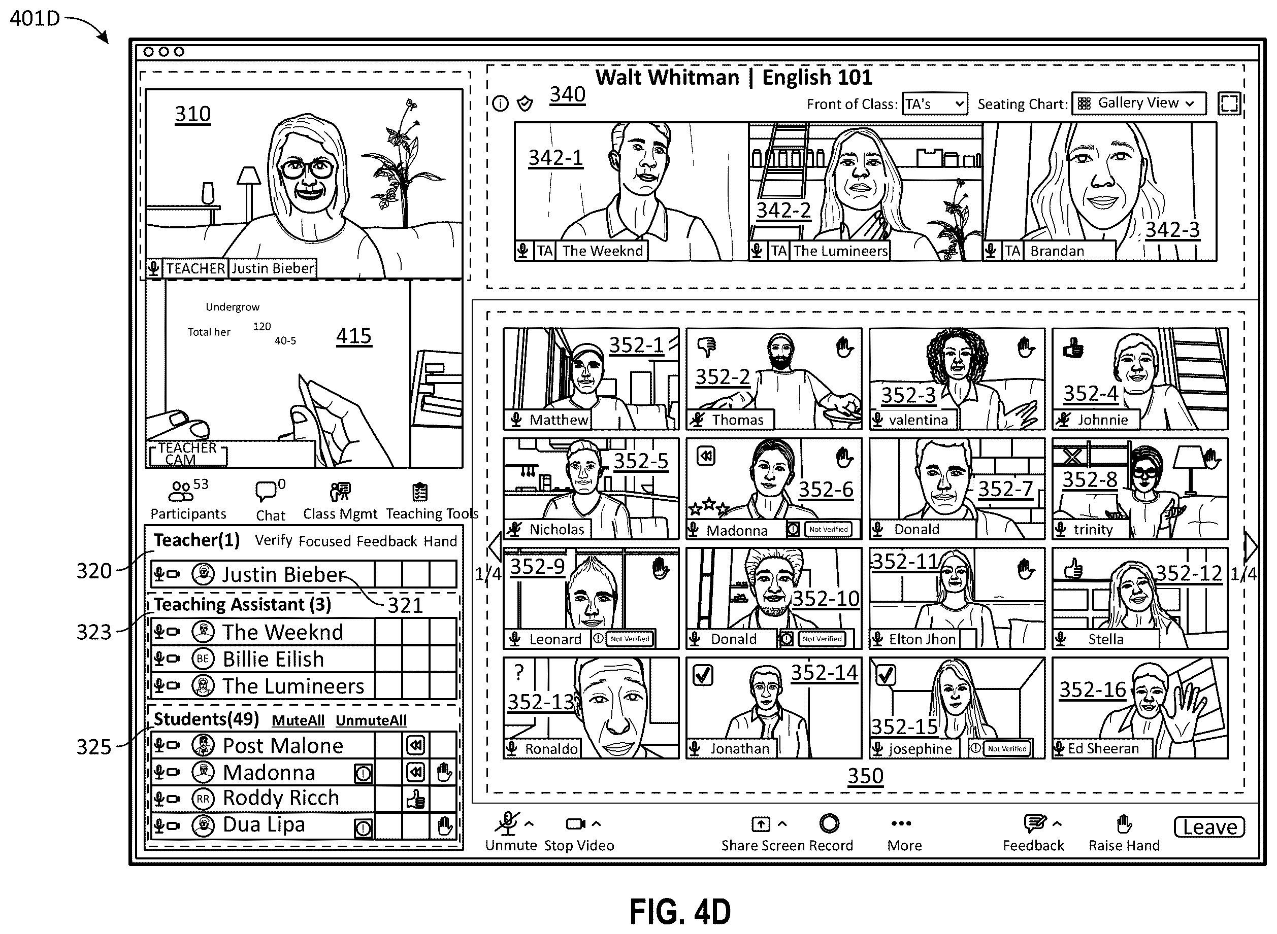 Patent US12333961 Figure 18 – Virtual classroom over a group meeting platform