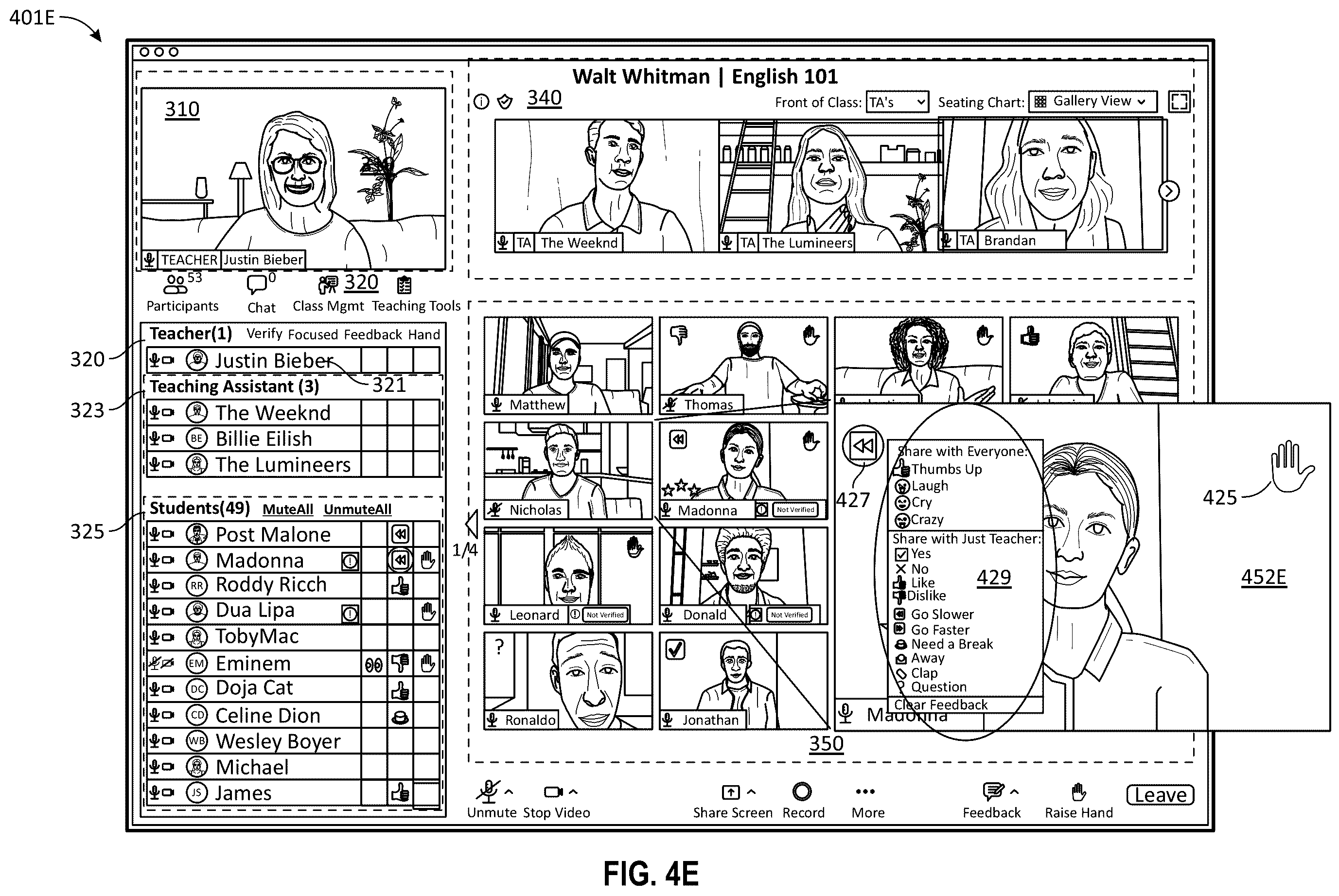 Patent US12333961 Figure 19 – Virtual classroom over a group meeting platform