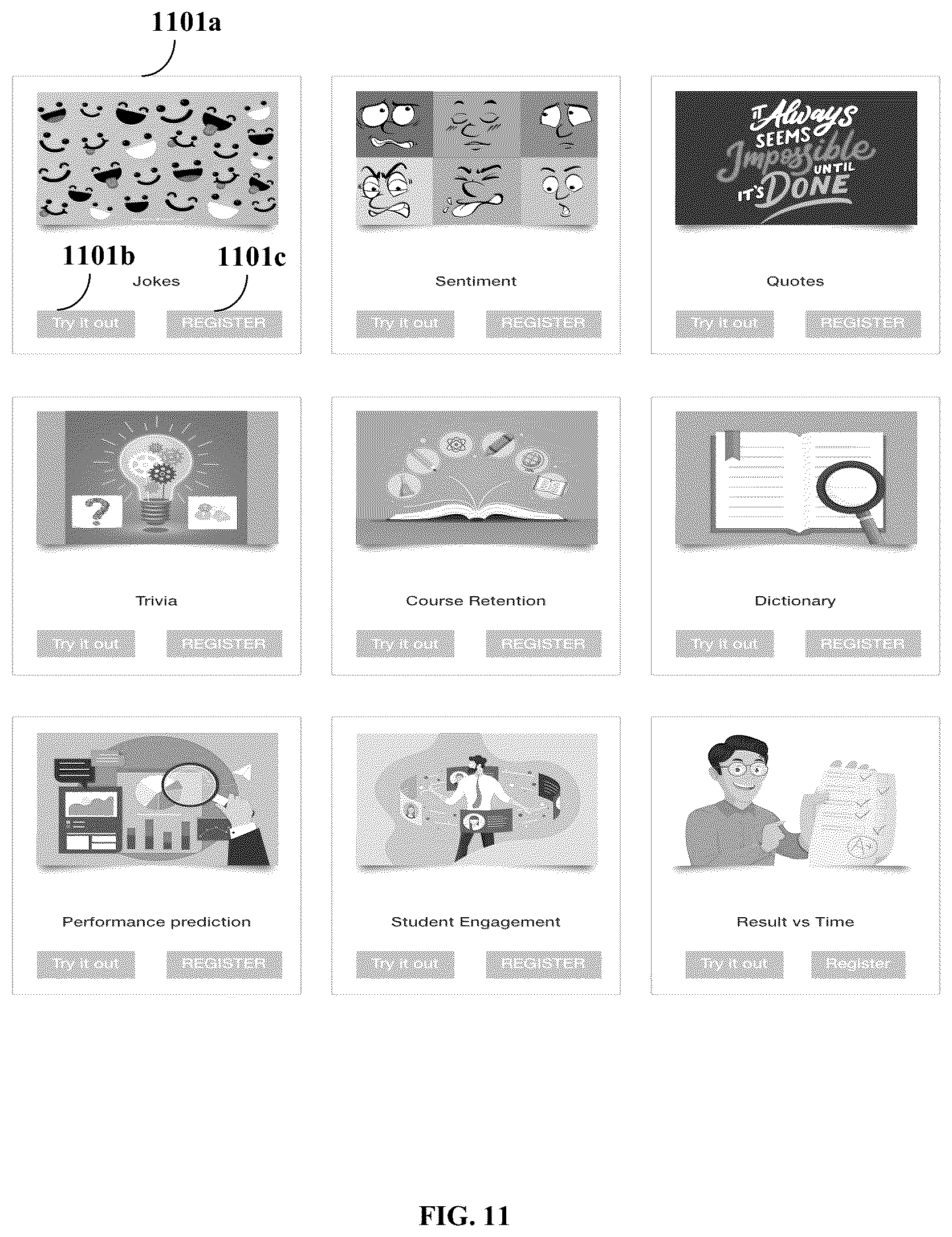 Patent US12333962 Figure 11 – Smart-learning and knowledge concept graphs