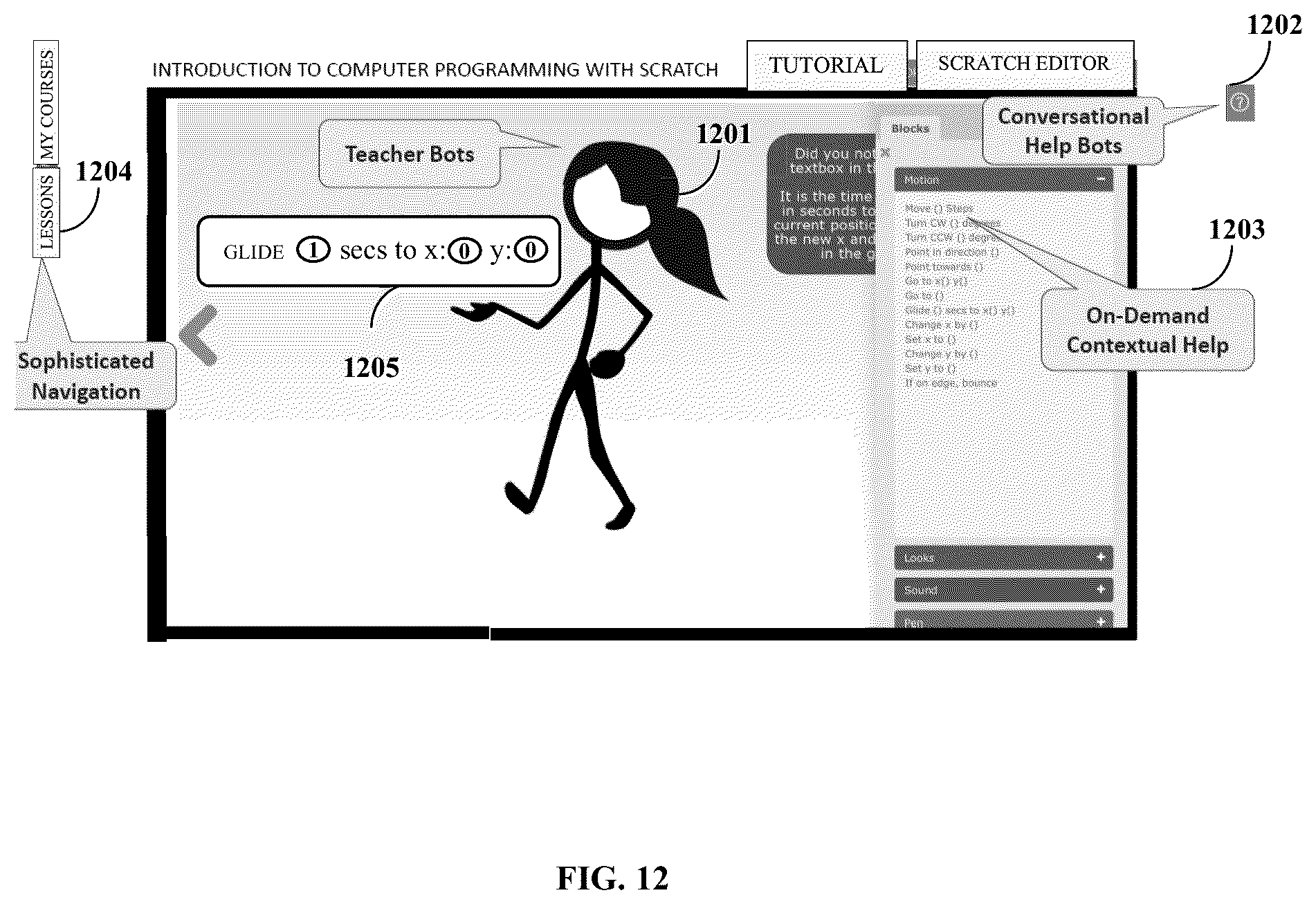 Patent US12333963 Figure 12 – Smart-learning and knowledge retrieval system with integrated chatbots