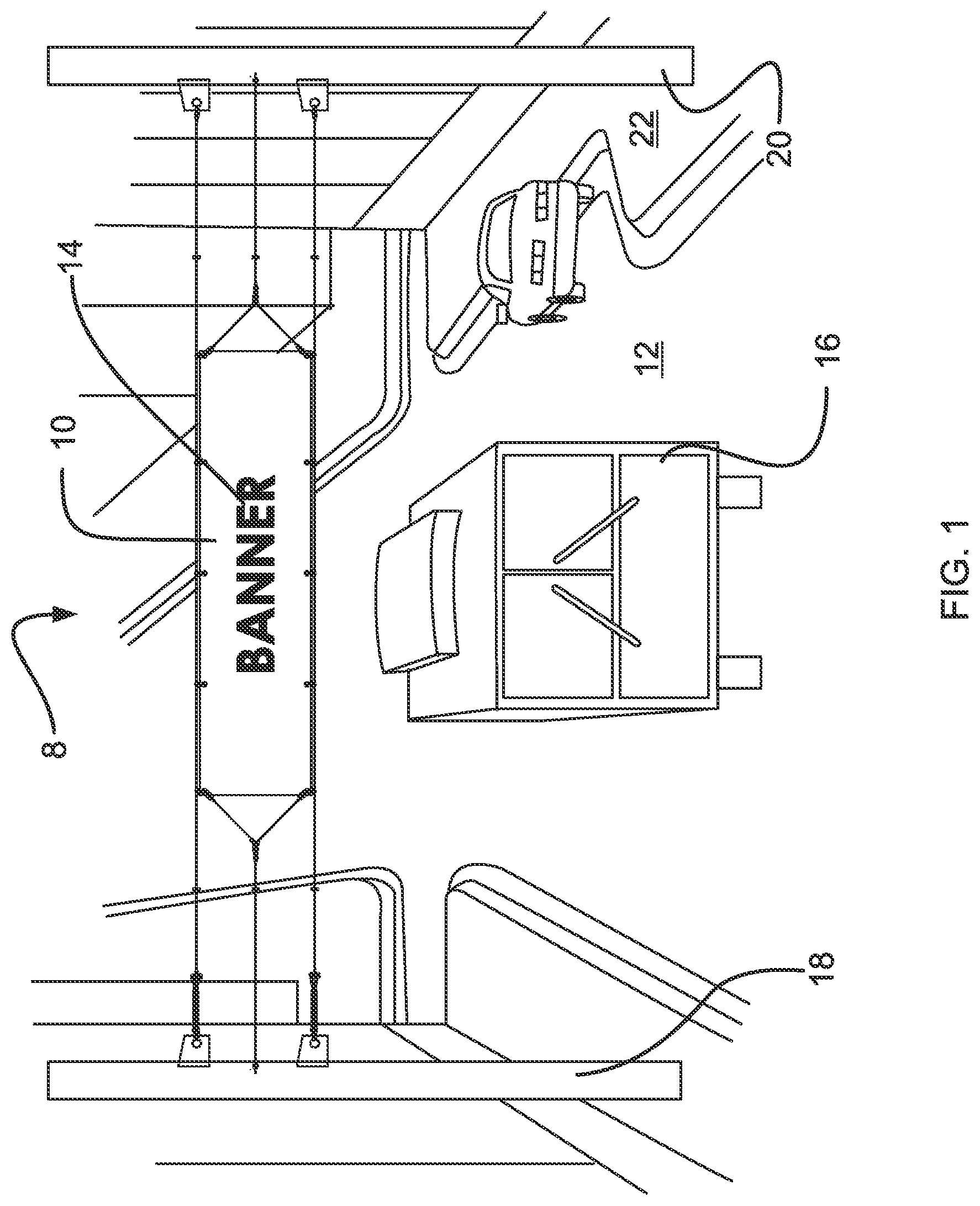 Patent US12333965 — Cross street banner suspension system — Figure 1