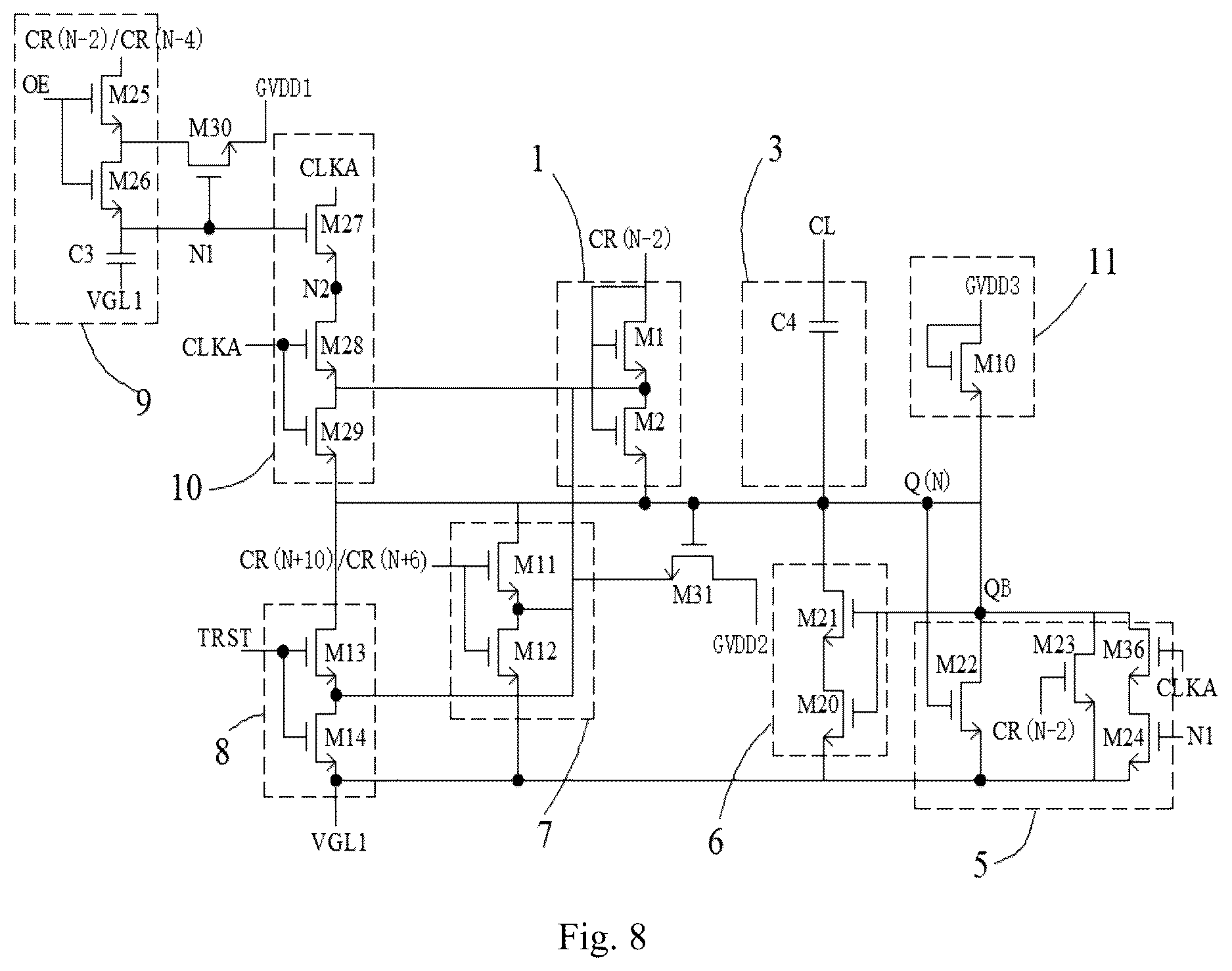 Patent US12333976 Figure 8 – Display device, gate drive circuit, shift register unit and driving method thereof