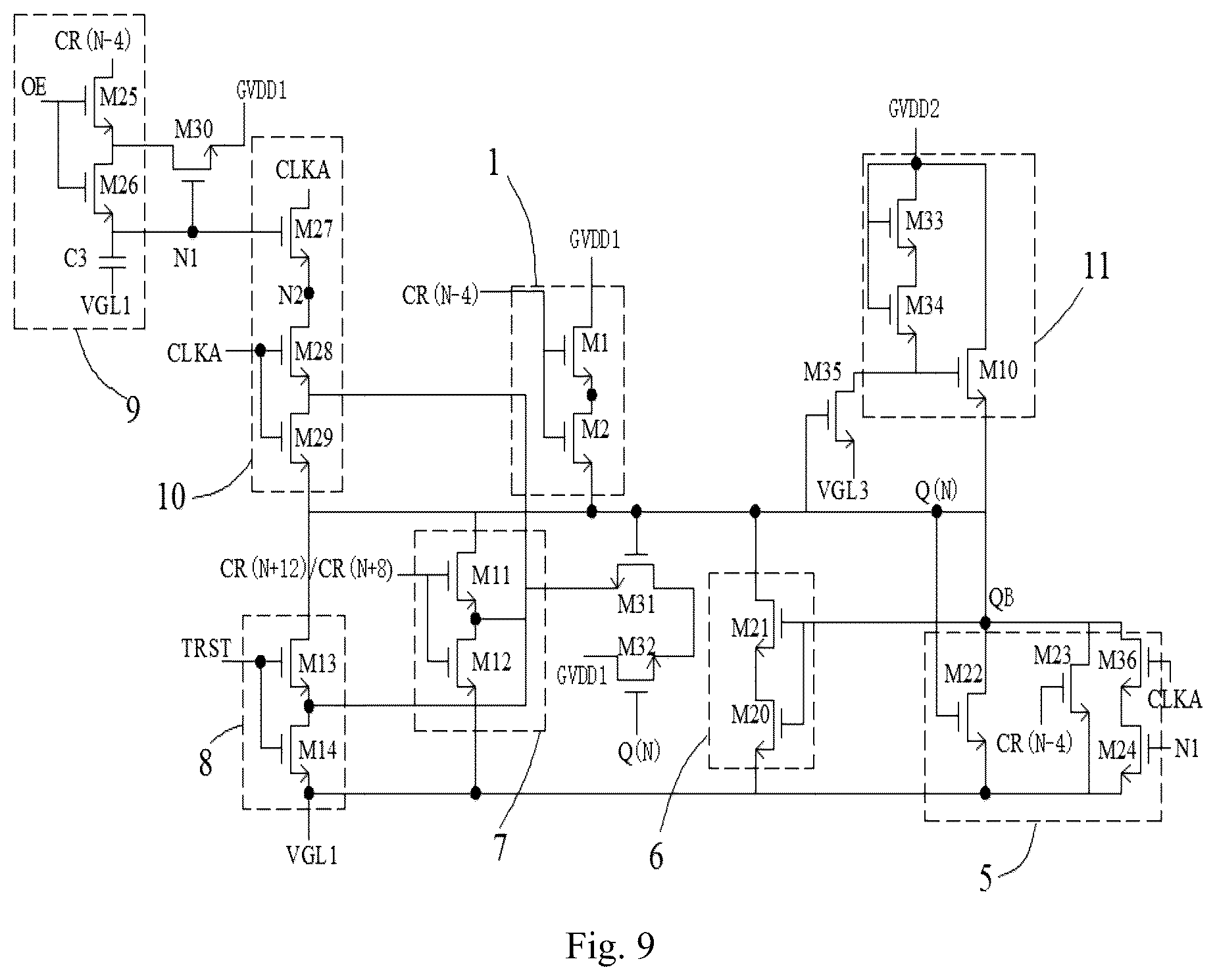 Patent US12333976 Figure 9 – Display device, gate drive circuit, shift register unit and driving method thereof