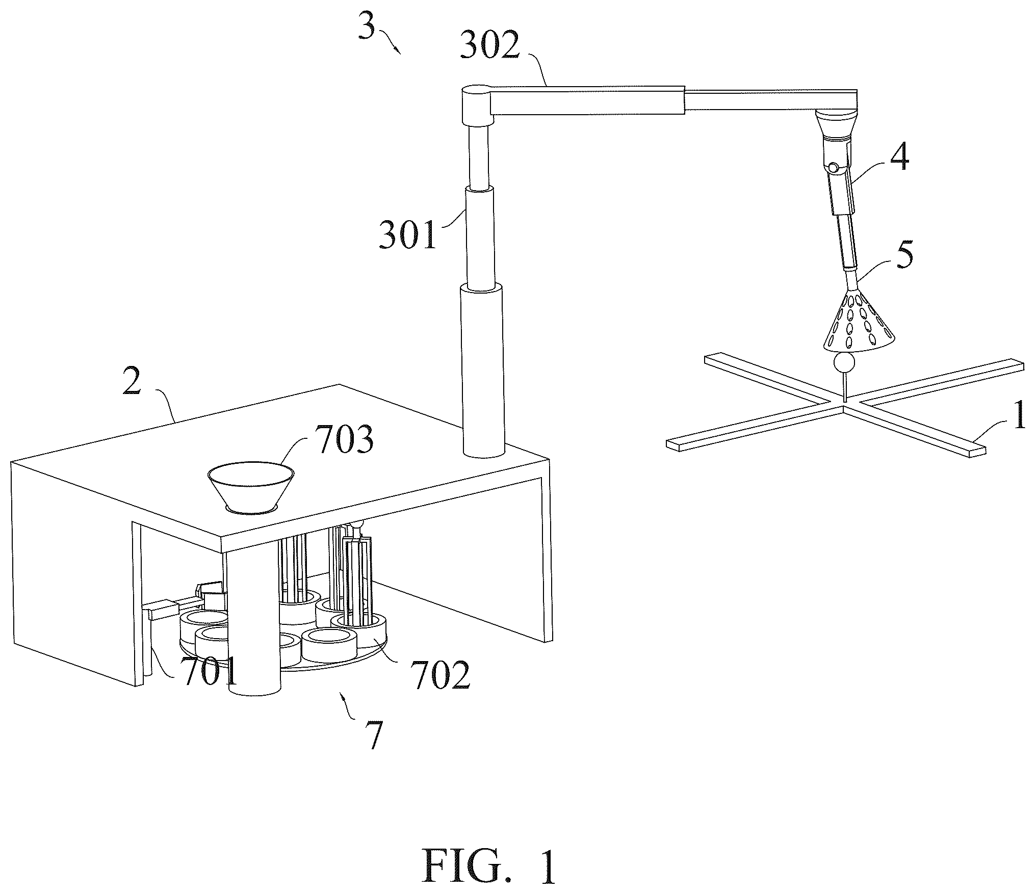 Patent US12338012 Figure 1 – System for recovering aerial target by using mechanical arm actuator in non-bearing mode