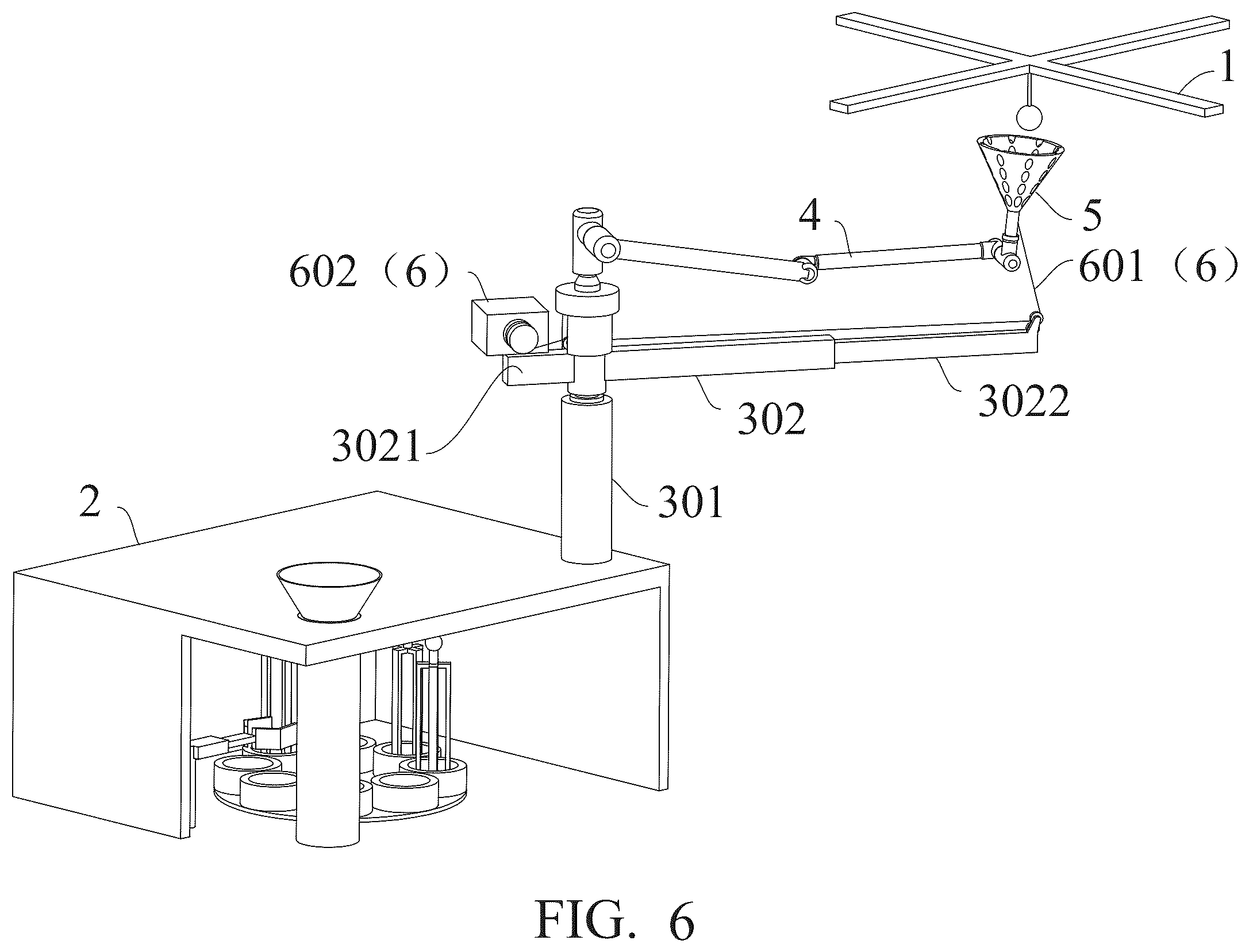 Patent US12338012 Figure 6 – System for recovering aerial target by using mechanical arm actuator in non-bearing mode