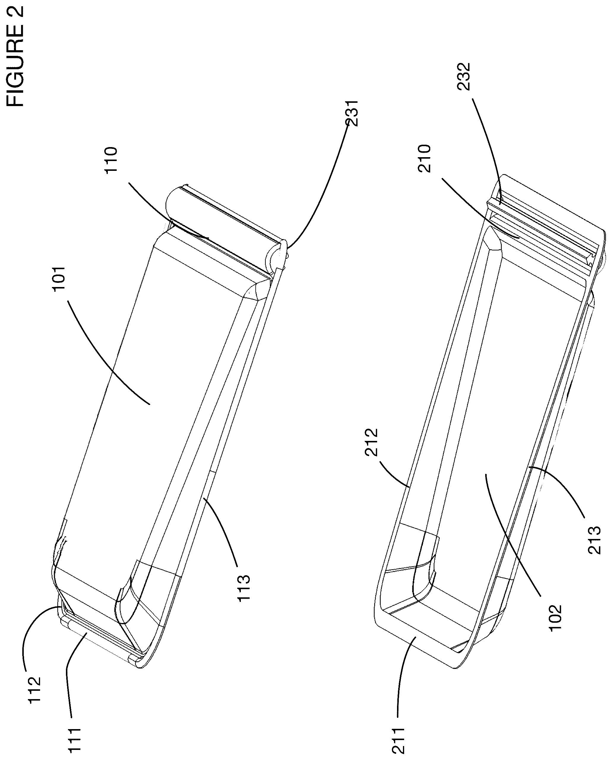 Patent US12338027 Figure 2 – Elastomeric container with integrated leak resistant seal and pressure shield