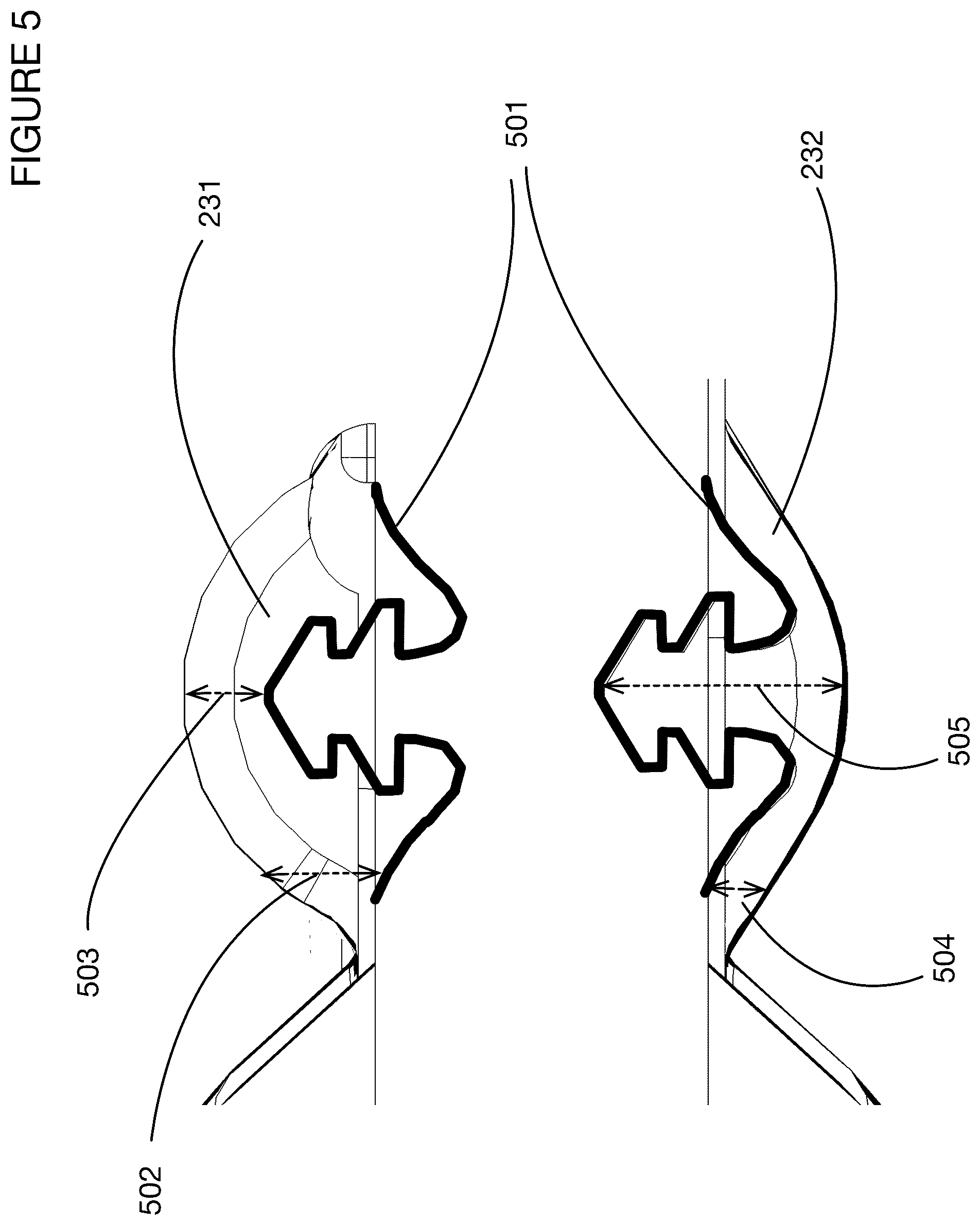Patent US12338027 Figure 5 – Elastomeric container with integrated leak resistant seal and pressure shield
