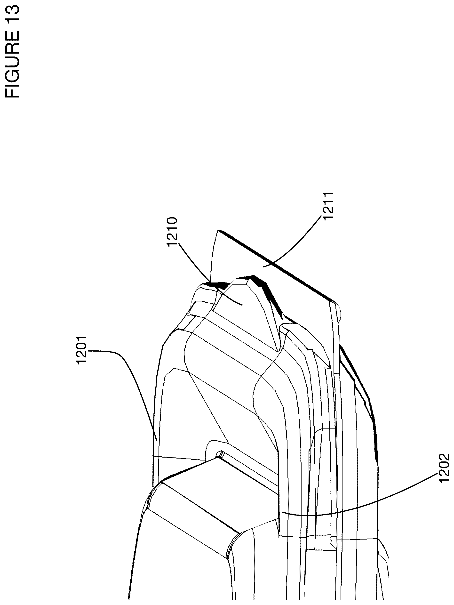 Patent US12338027 Figure 13 – Elastomeric container with integrated leak resistant seal and pressure shield