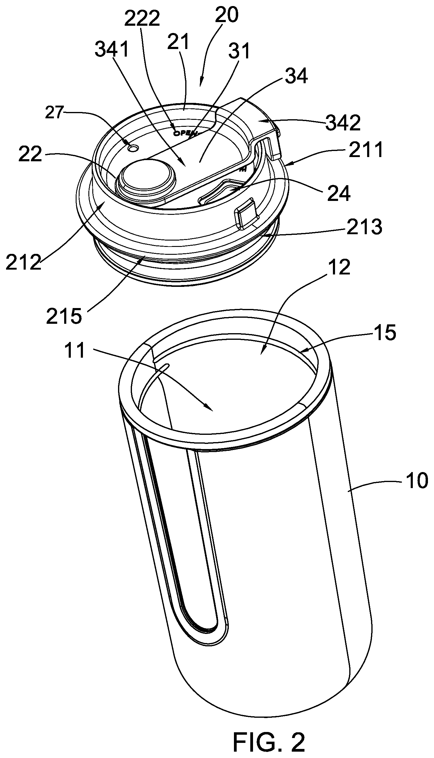 Patent US12338037 Figure 2 – Beverage container with rotatable sealing arrangement