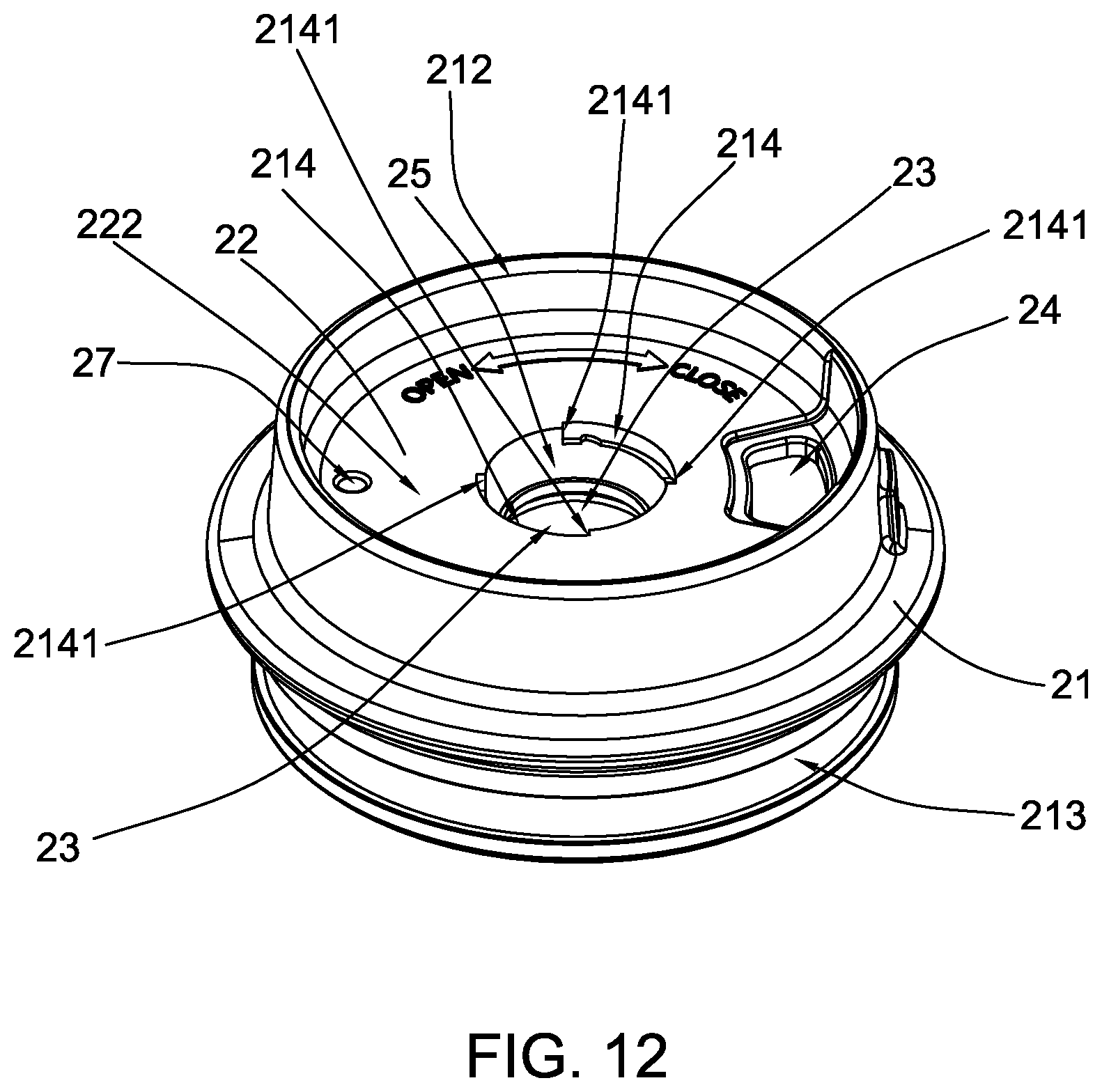 Patent US12338037 Figure 10 – Beverage container with rotatable sealing arrangement