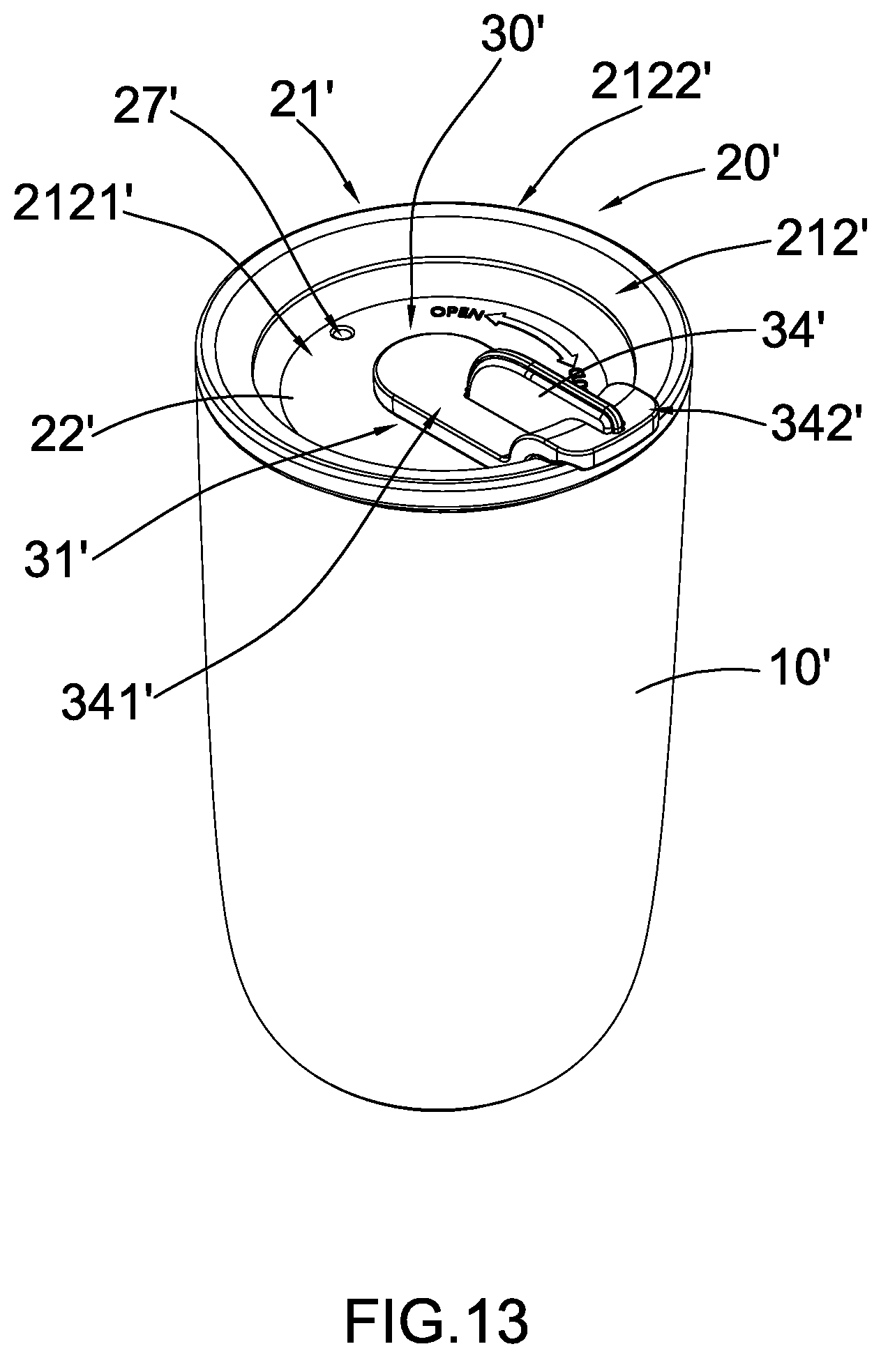Patent US12338037 Figure 11 – Beverage container with rotatable sealing arrangement
