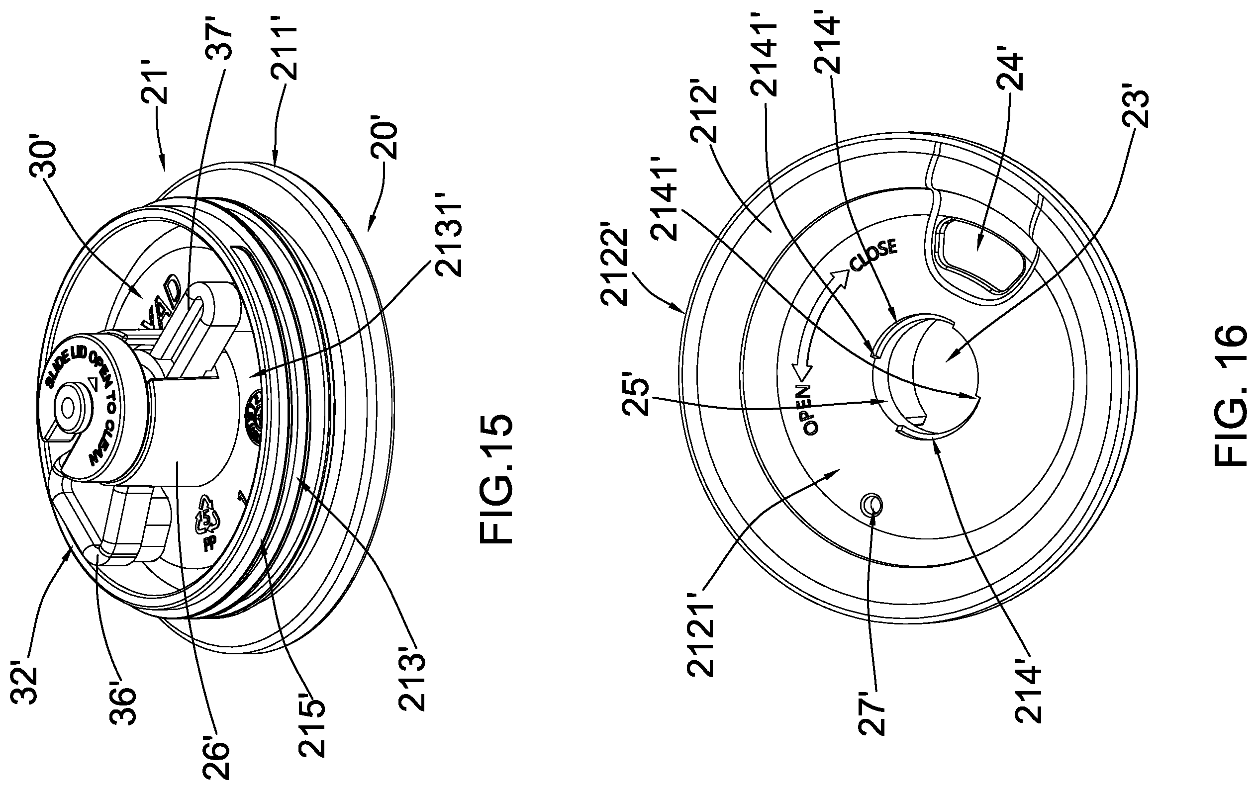 Patent US12338037 Figure 13 – Beverage container with rotatable sealing arrangement
