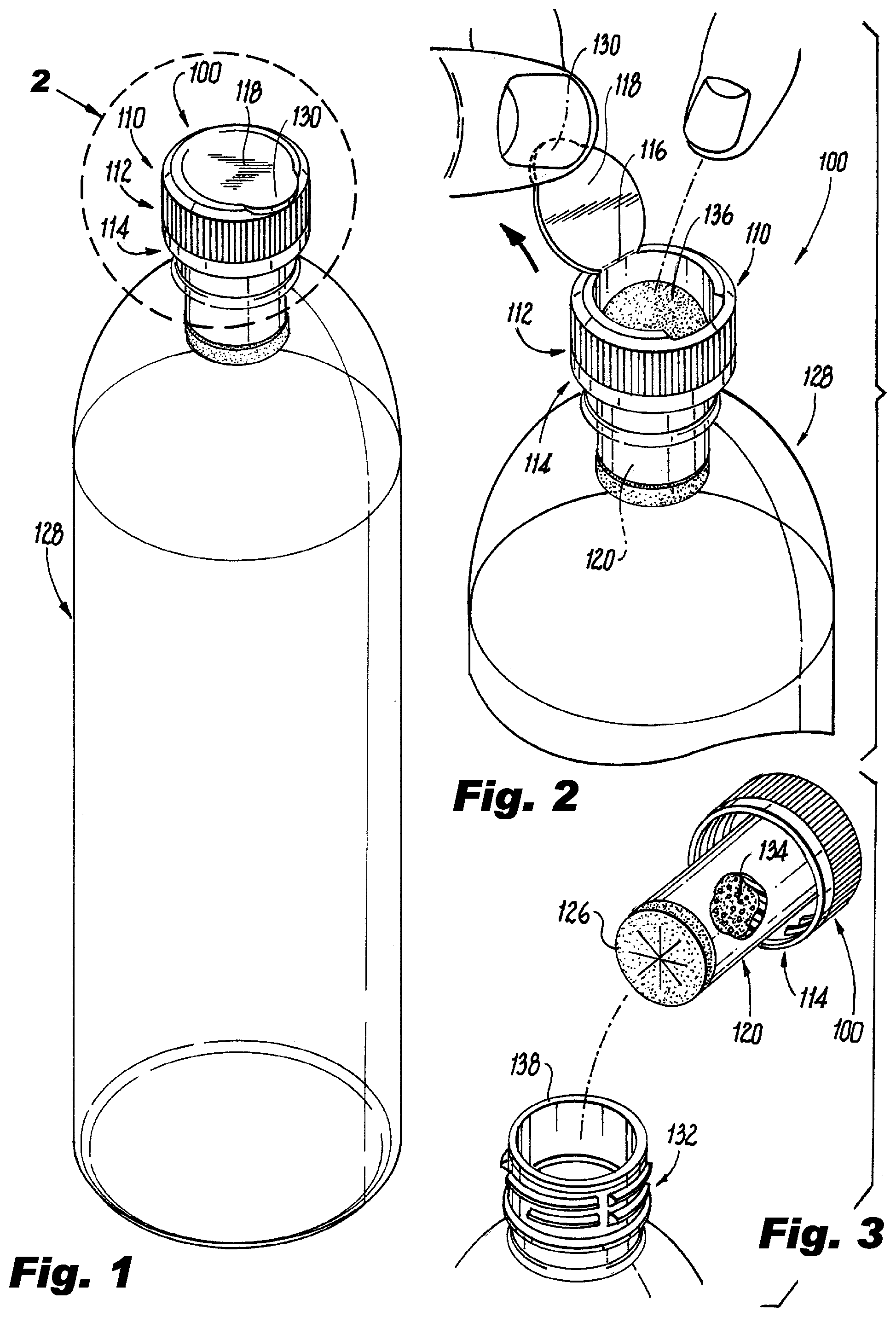 Patent US12338042 Figure 1 – Bottle cap device with pressurized release