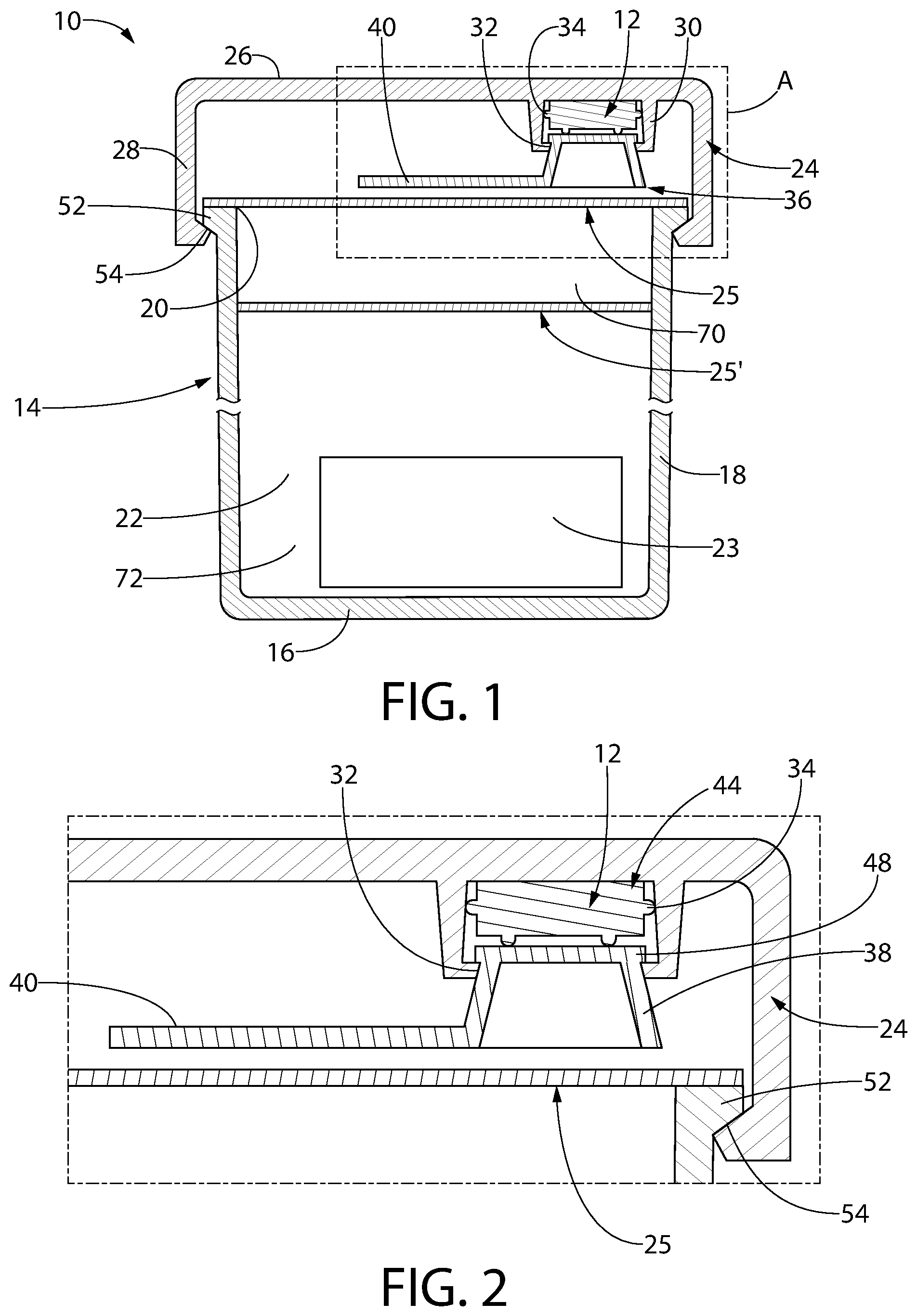 Patent US12338045 Figure 1 – Apparatus and method for delayed activation of active agent in container holding product sensitive to environmental trigger(s)