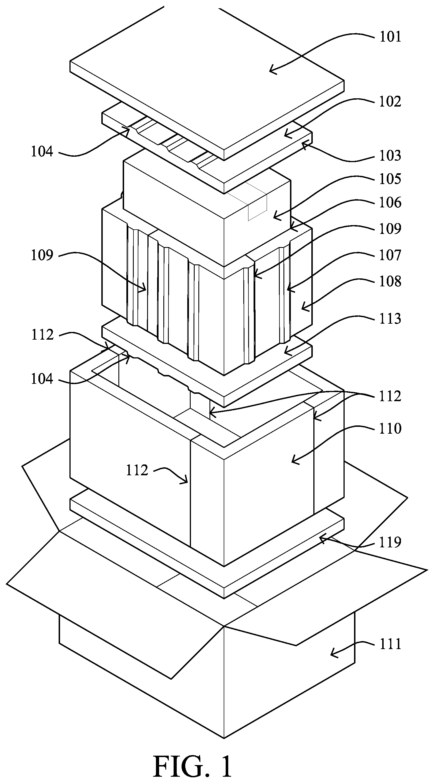 Patent US12338054 Figure 1 – Insulated shipping containers with compound insulation having space therebetween