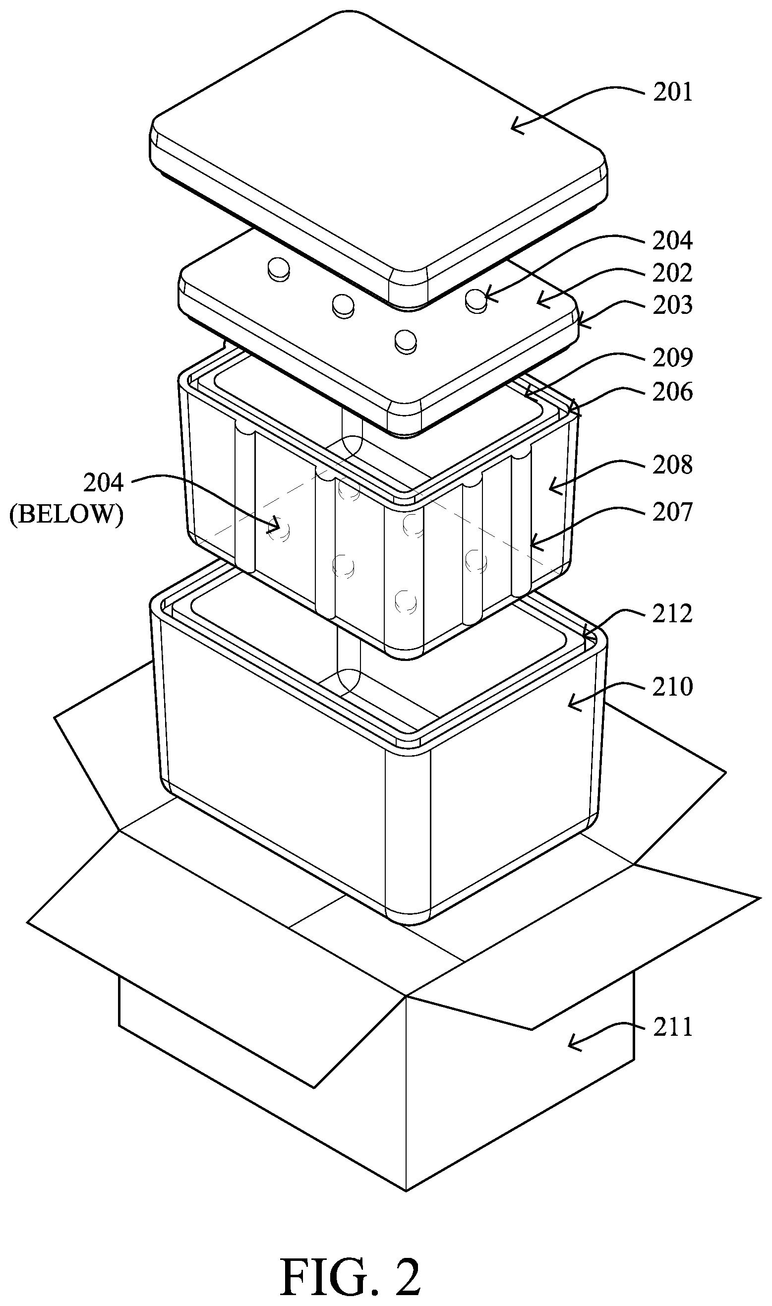 Patent US12338054 Figure 2 – Insulated shipping containers with compound insulation having space therebetween